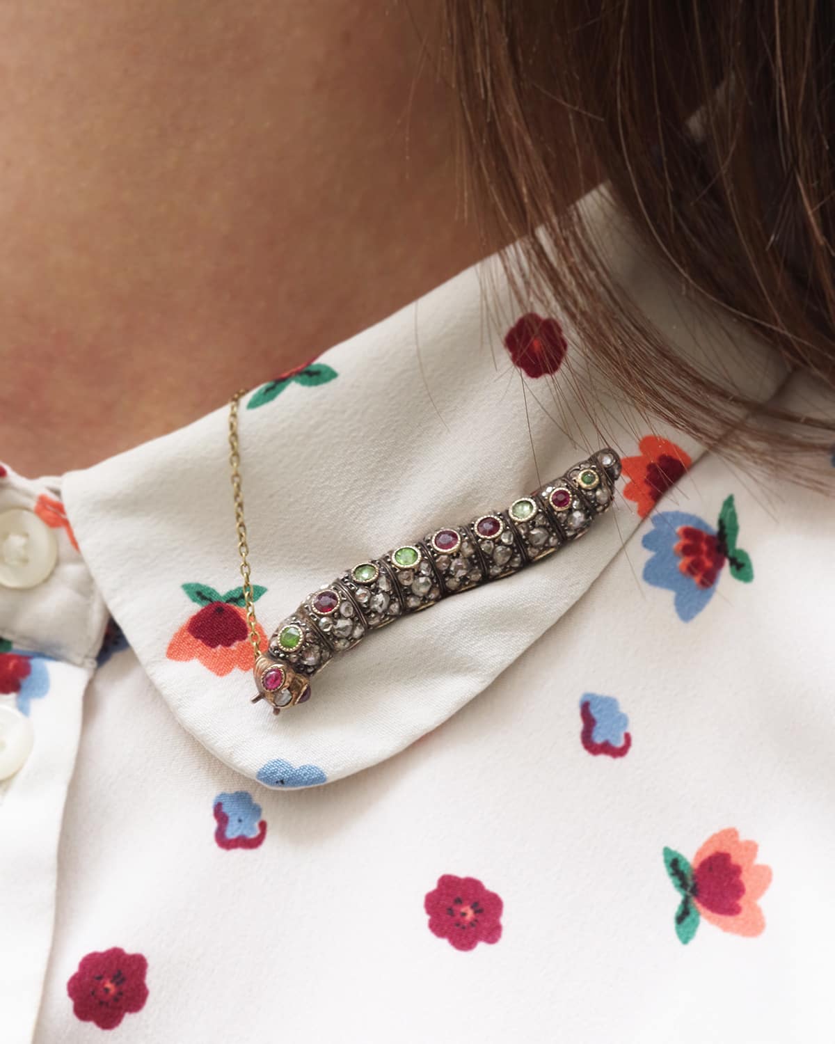 Victorian insect caterpillar brooch
