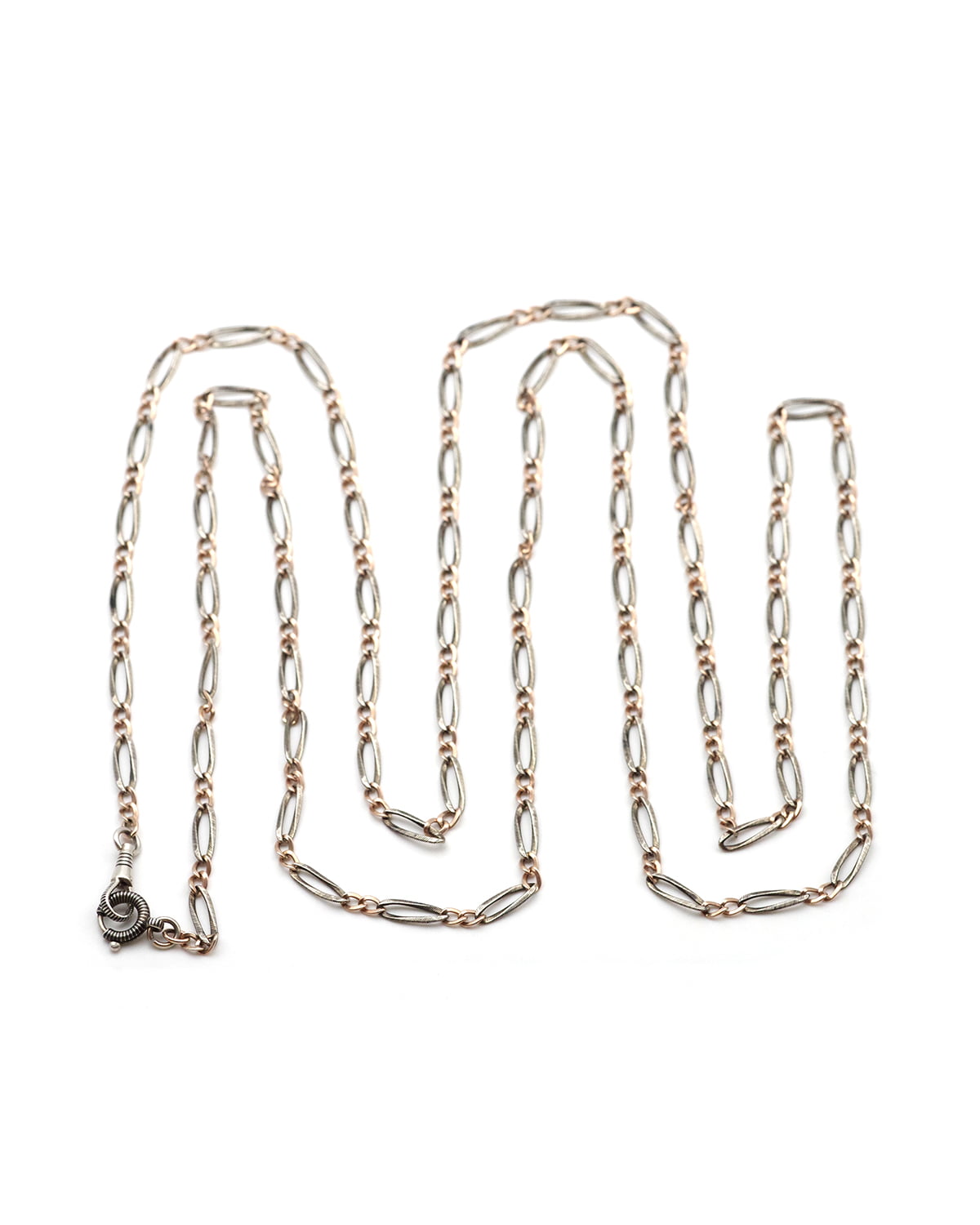Chaine sautoir en argent nieillé et vermeil