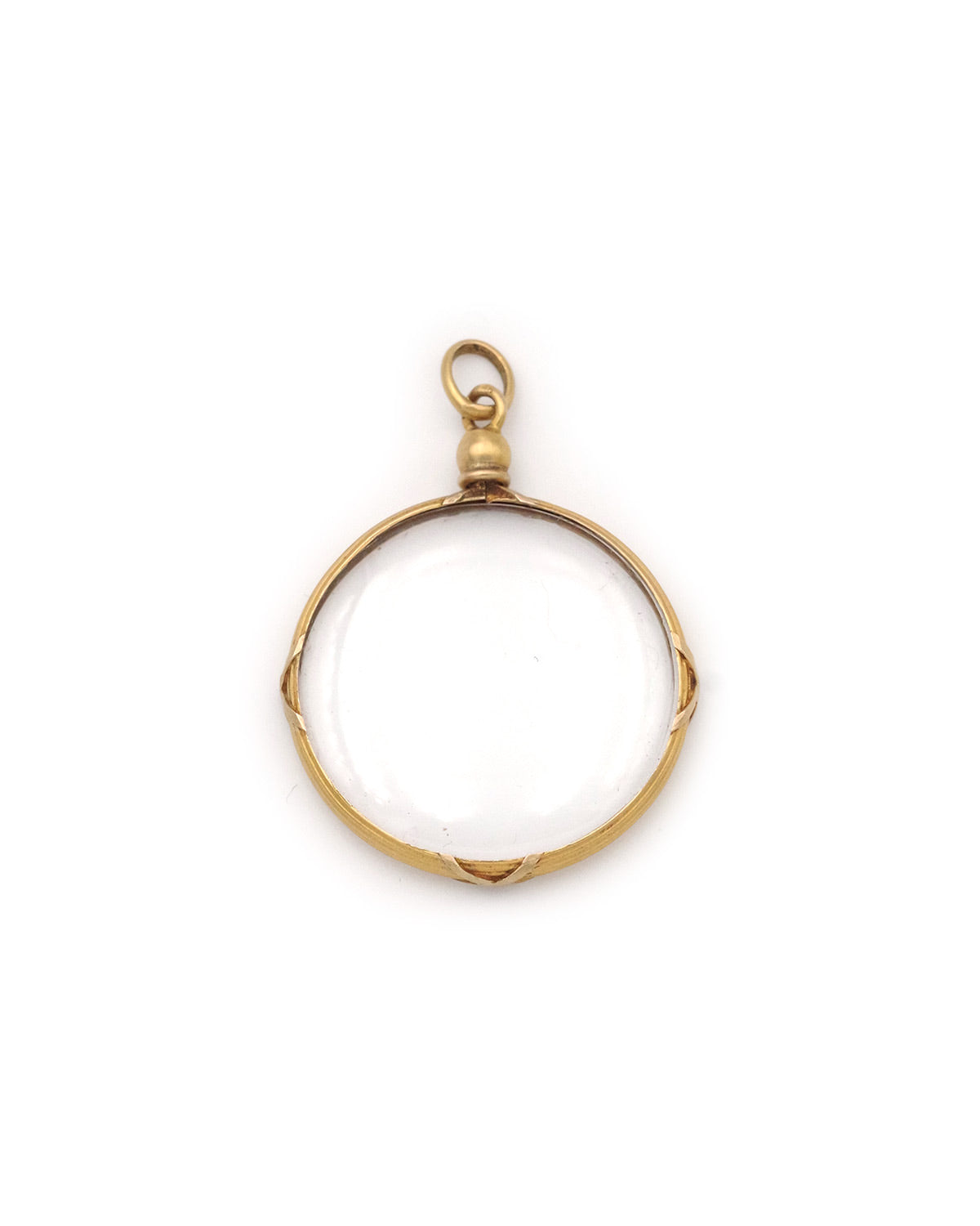 Round photo locket pendant in gold