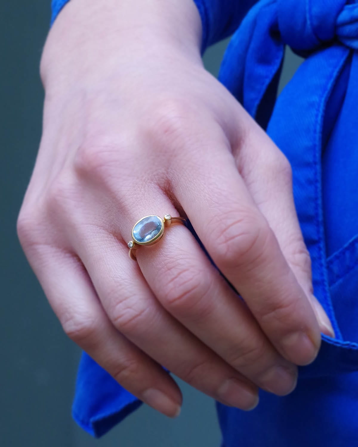 Bague aigue-marine en or