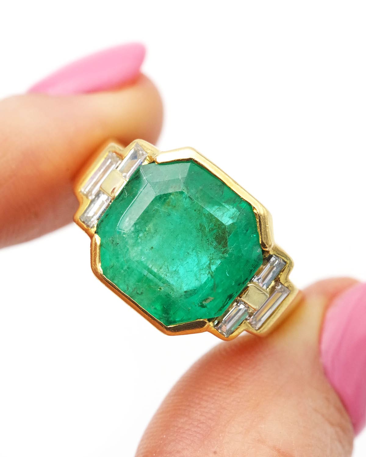 6 cts diamond emerald ring