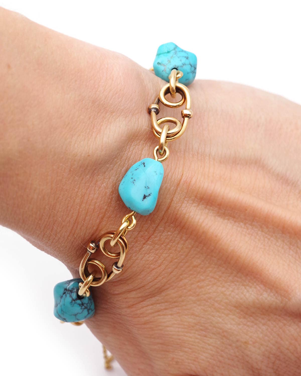 Bracelet en or et turquoises américaines
