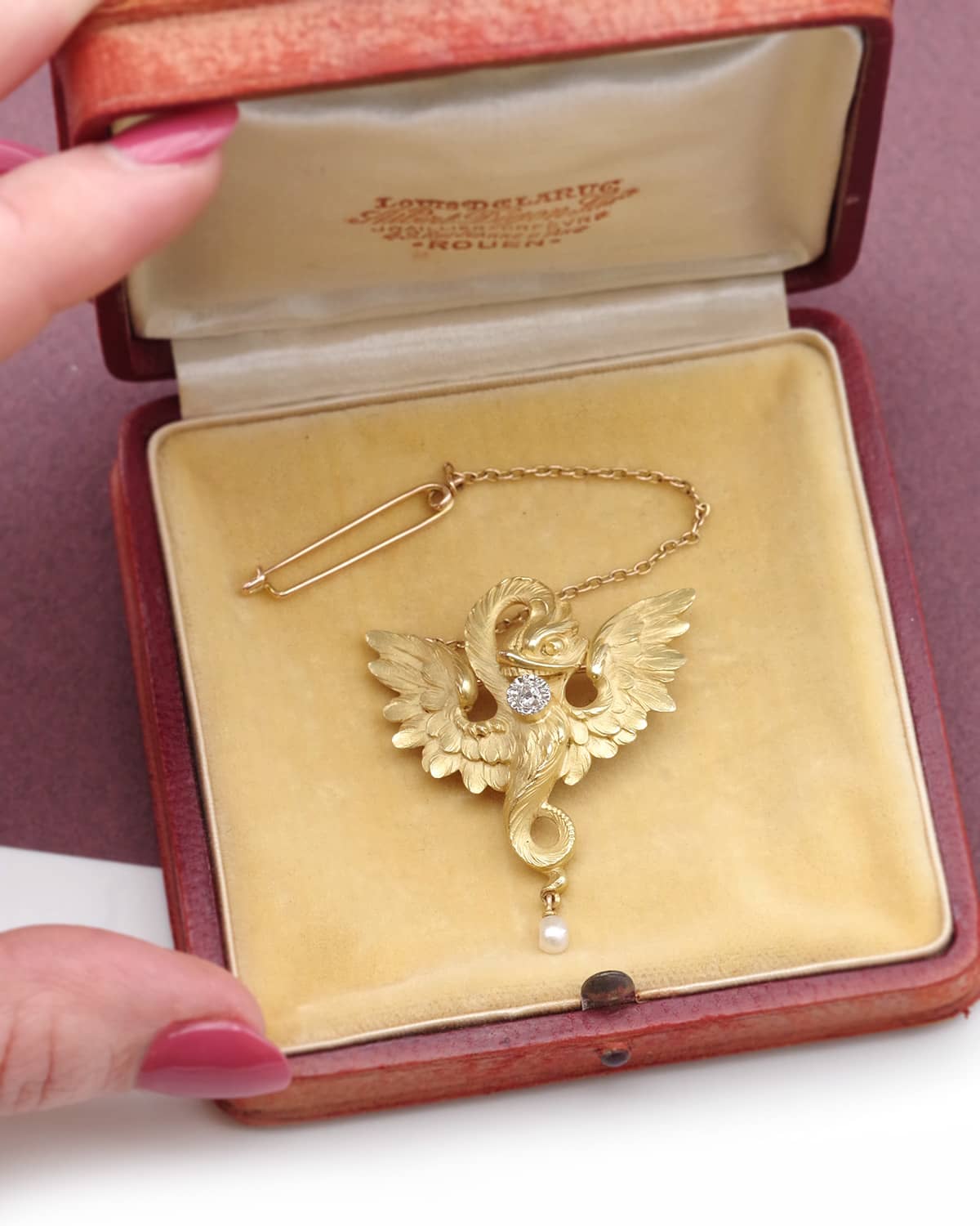 Antique chimera gold brooch