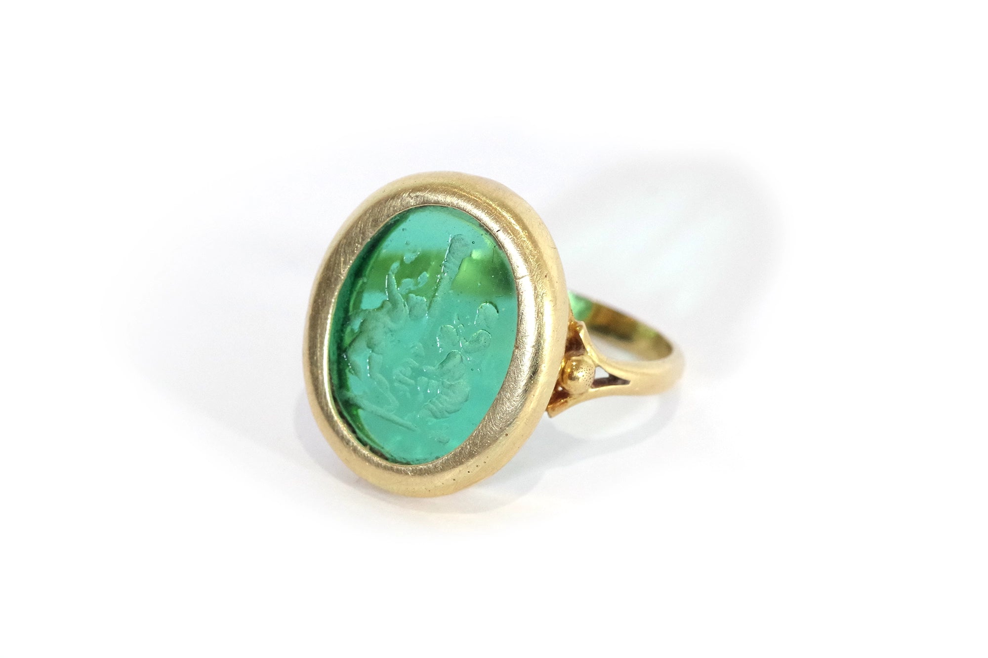 Antique green intaglio ring