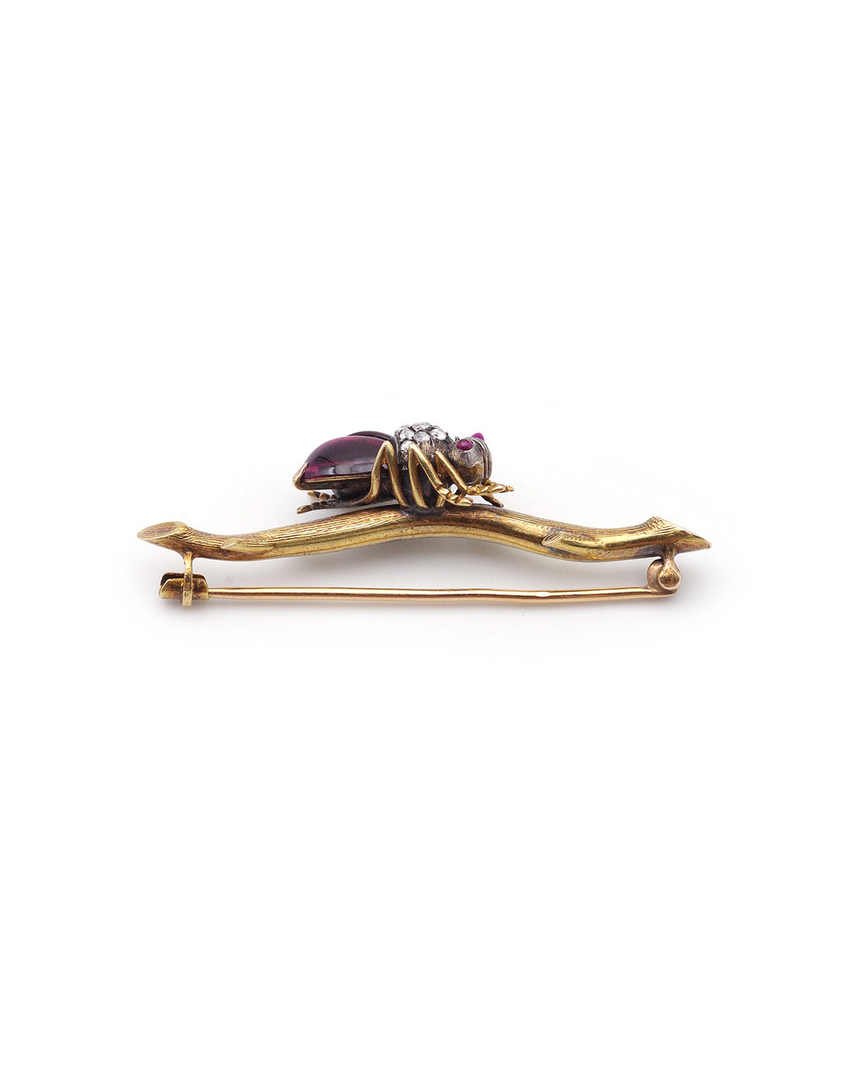 Broche scarabée grenats diamants