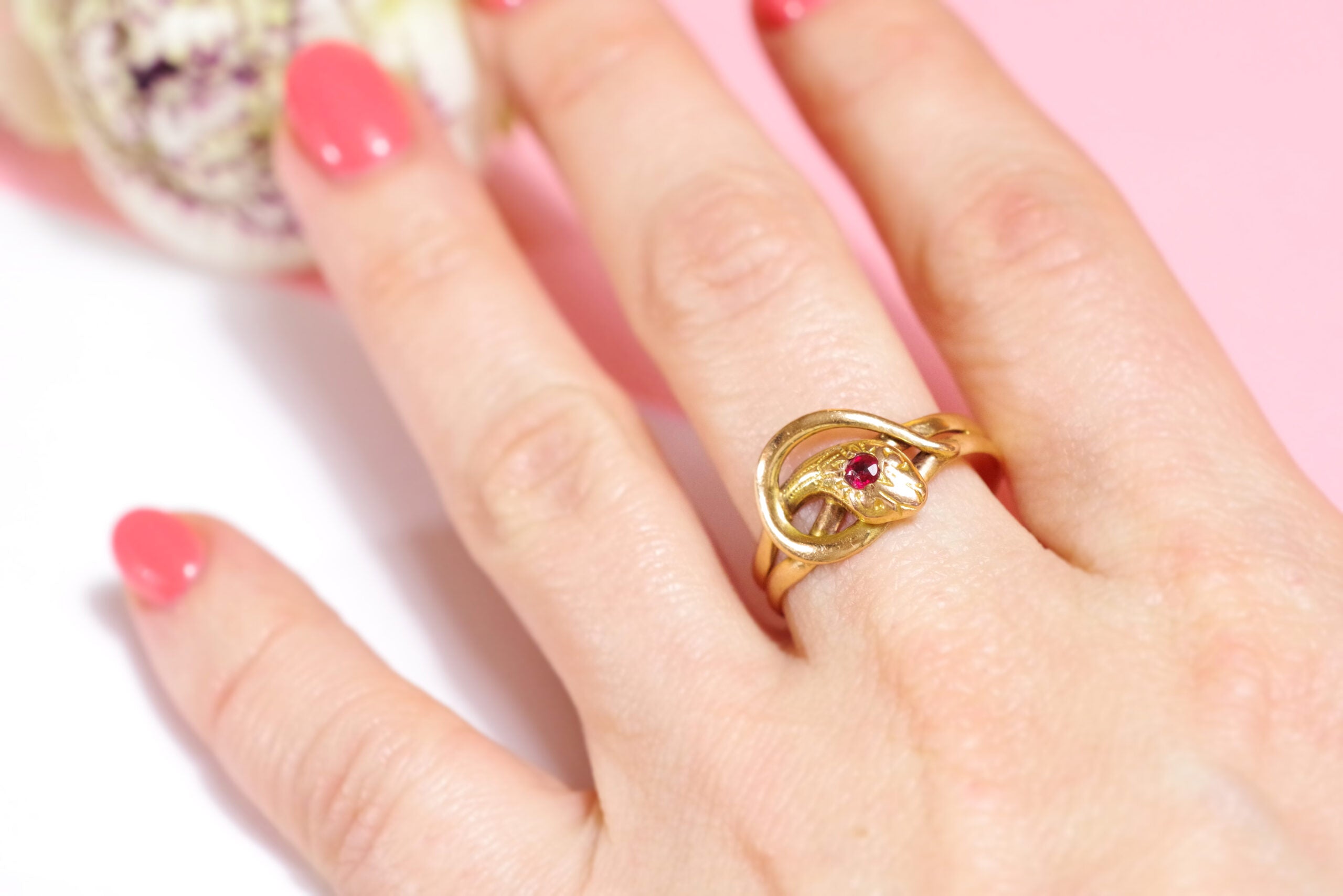 Victorian snake garnet ring