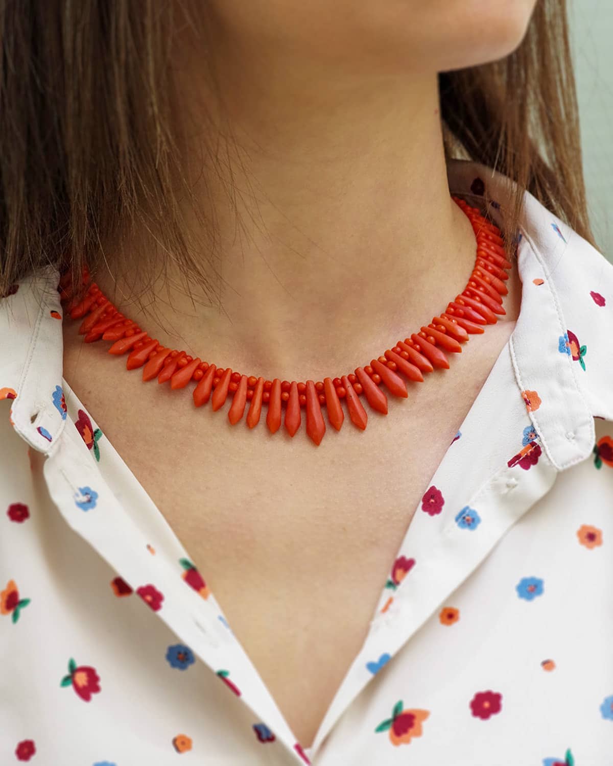 Art Deco coral necklace
