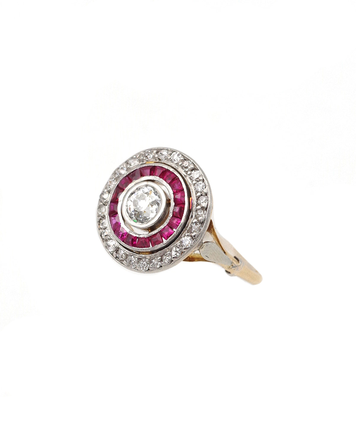 Bague art deco diamants rubis