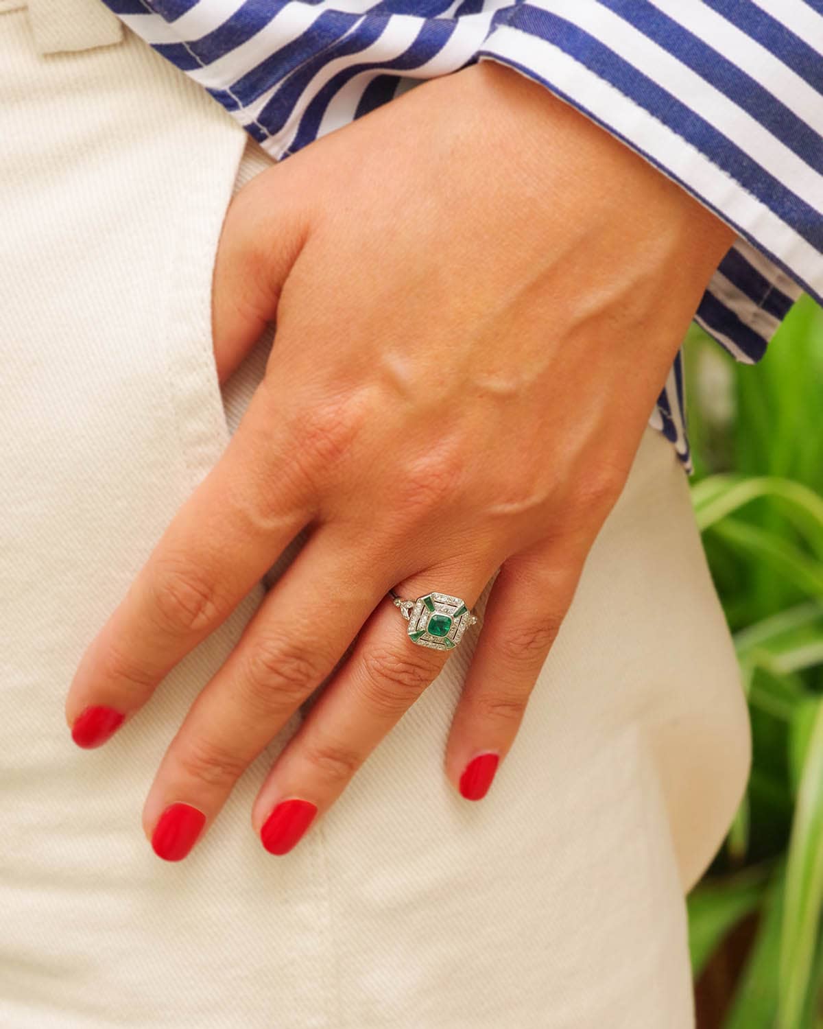 Edwardian platinum emerald ring