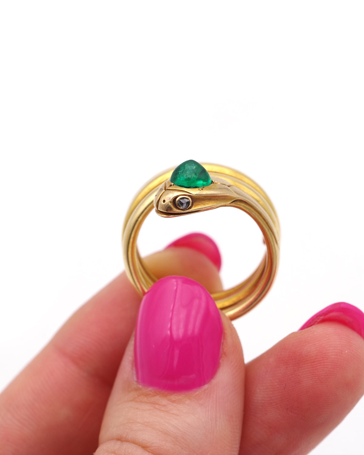 bague serpent émeraude en or