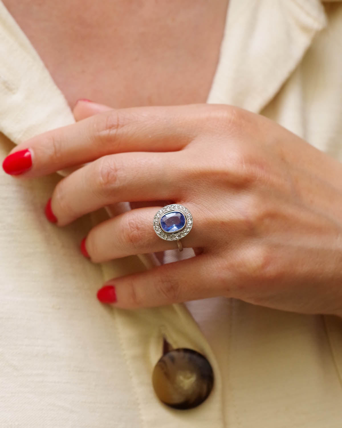 bague art deco saphir non chauffé