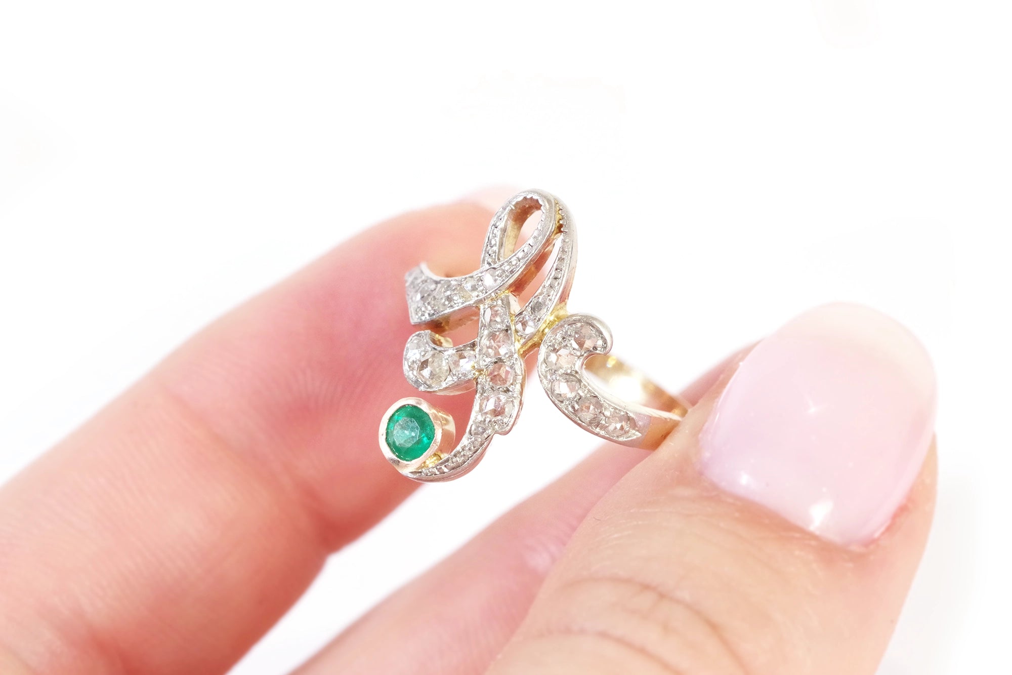 Art Nouveau emerald ring