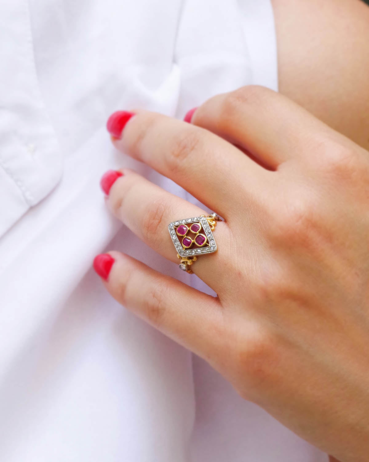 Antique victorian ruby diamond ring