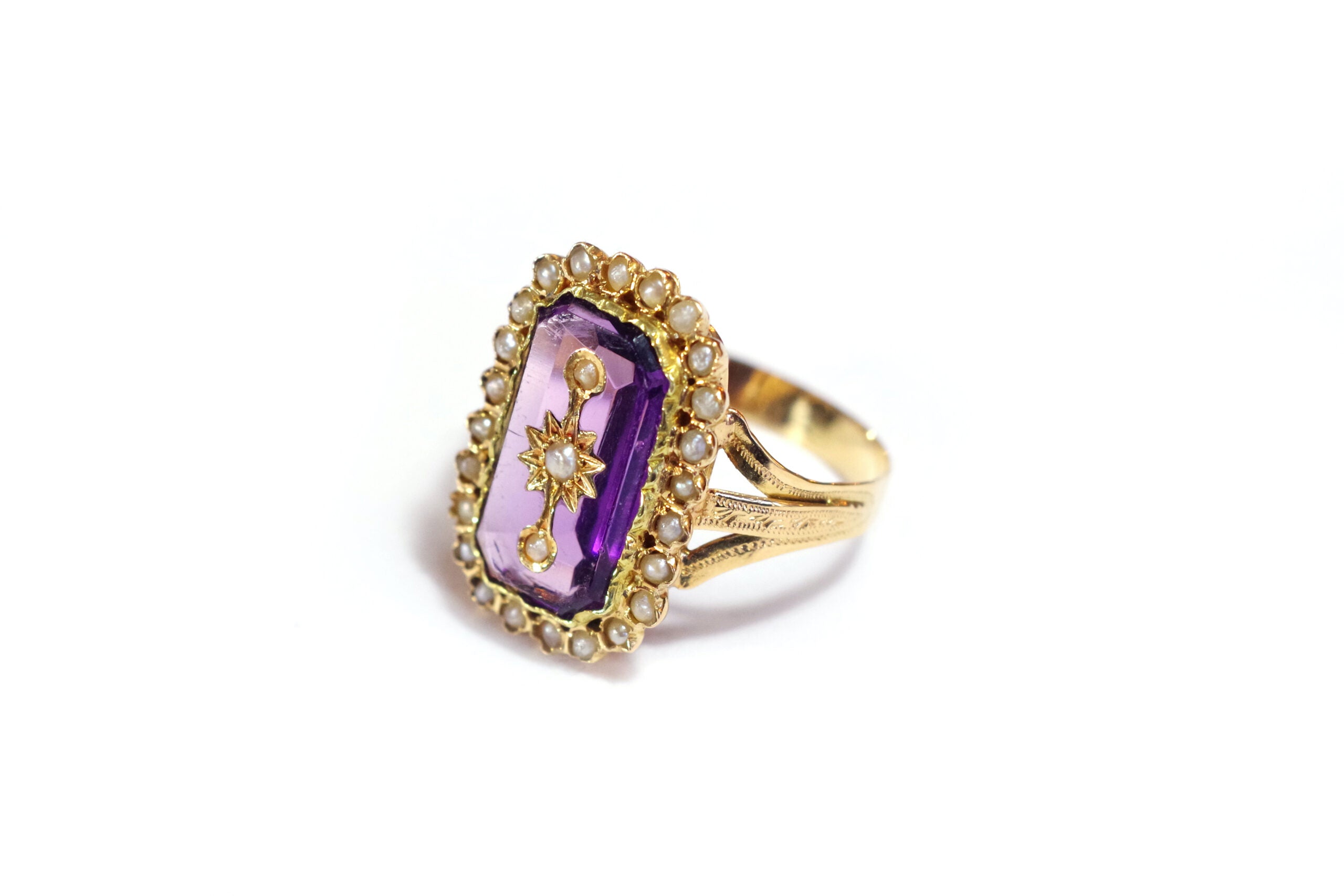French Victorian pearl gold ring
