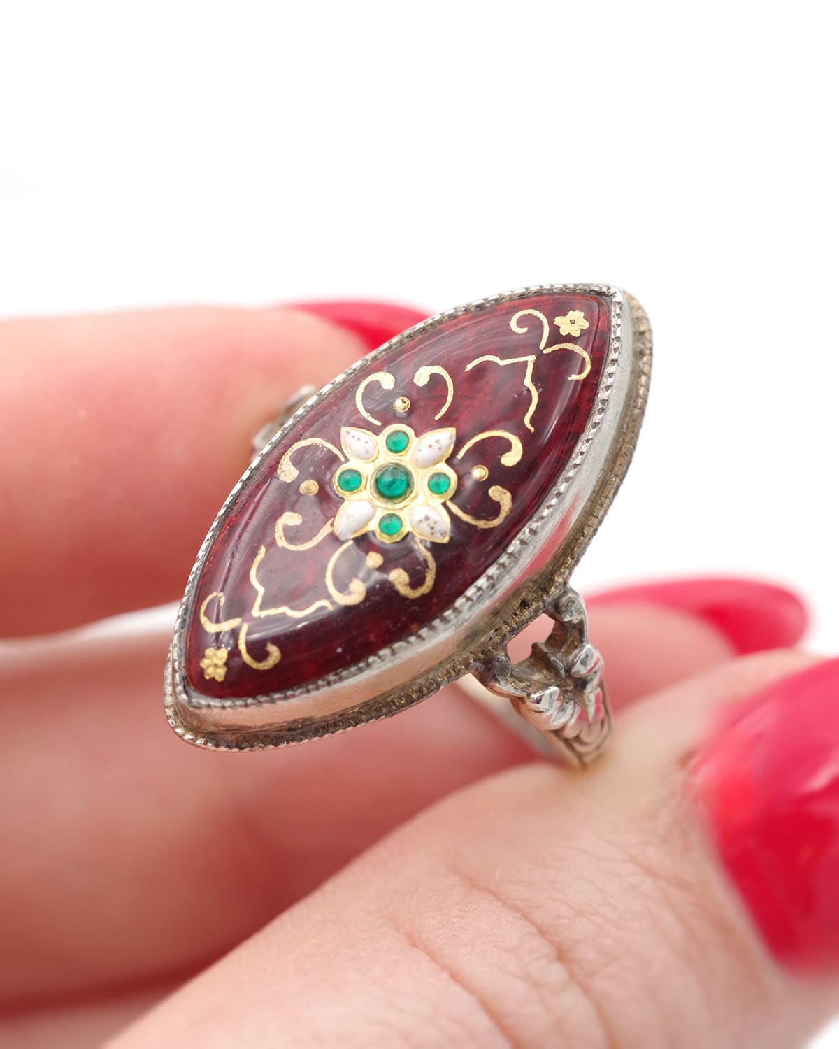 Bague émail bressan bijou ancien