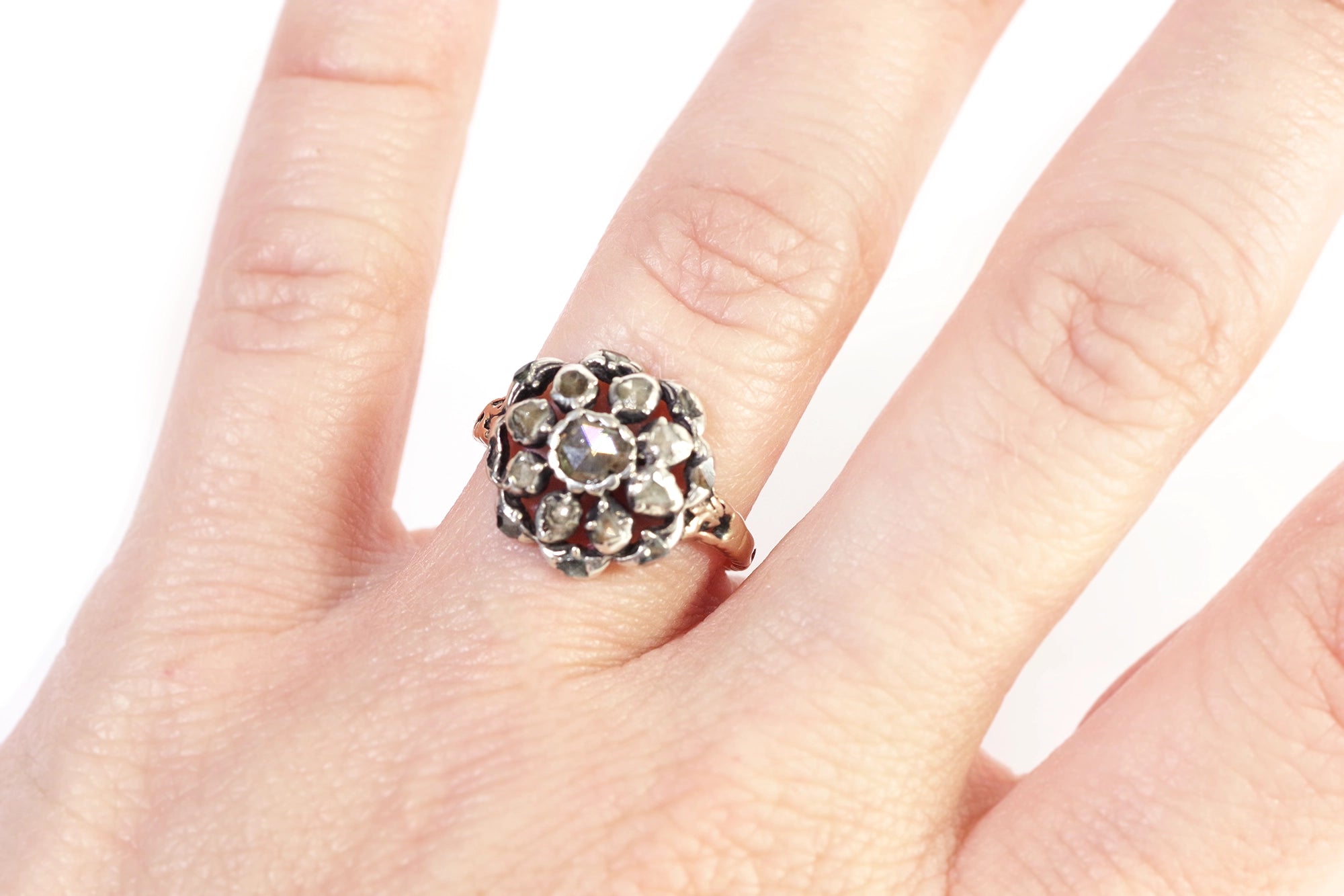 Bague diamants or et argent