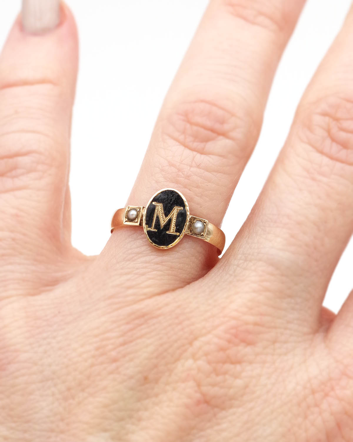 Edwardian black Letter ring