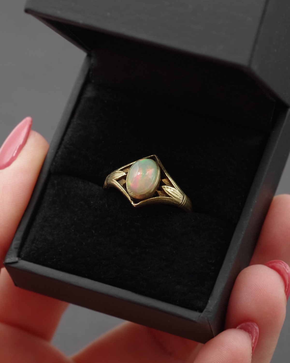 Opal Art nouveau ring