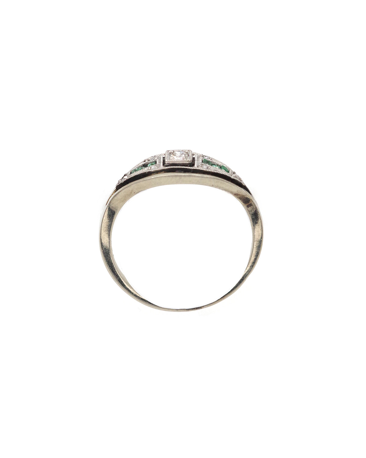 Platinum art deco emerald ring