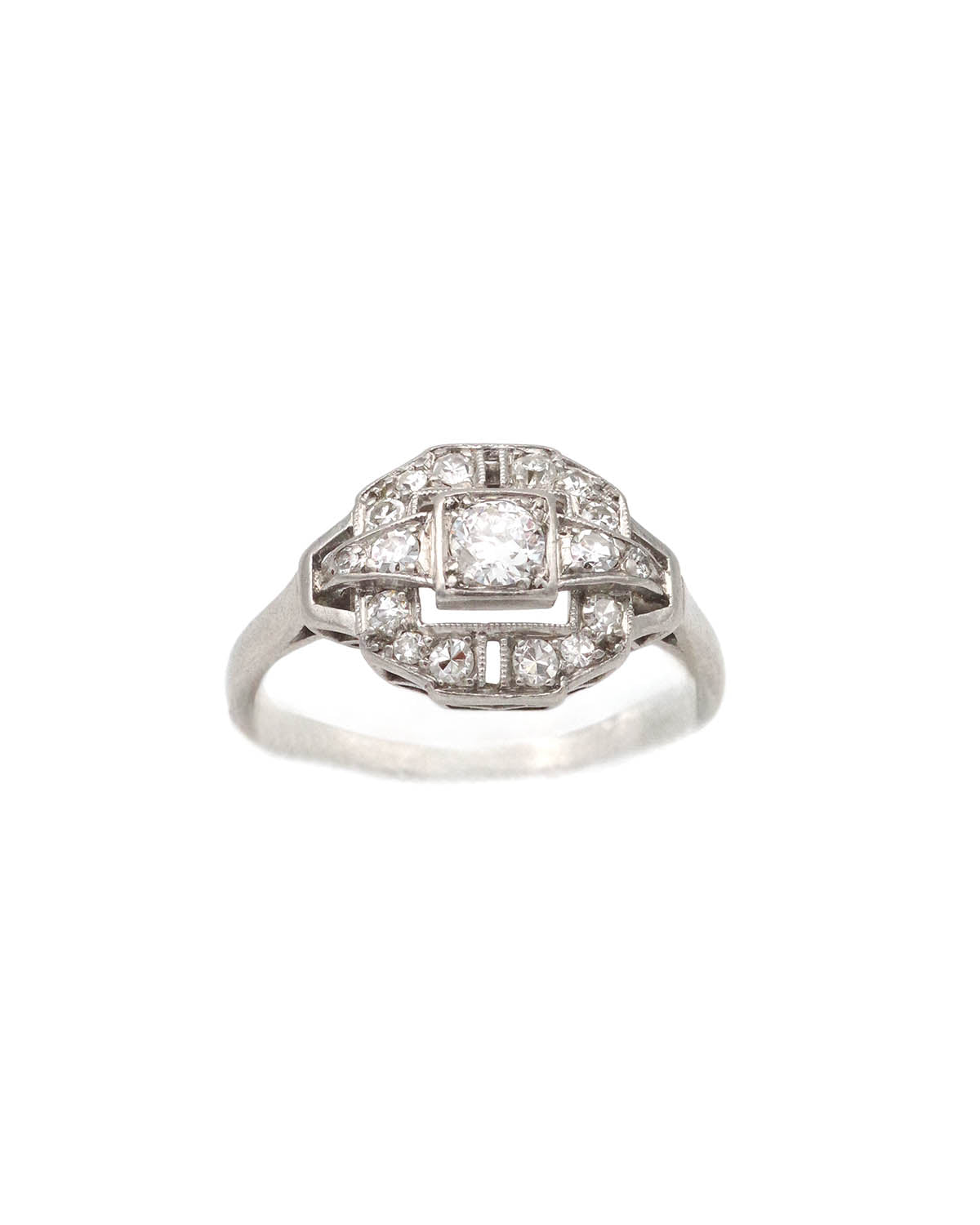 Bague art deco en platine