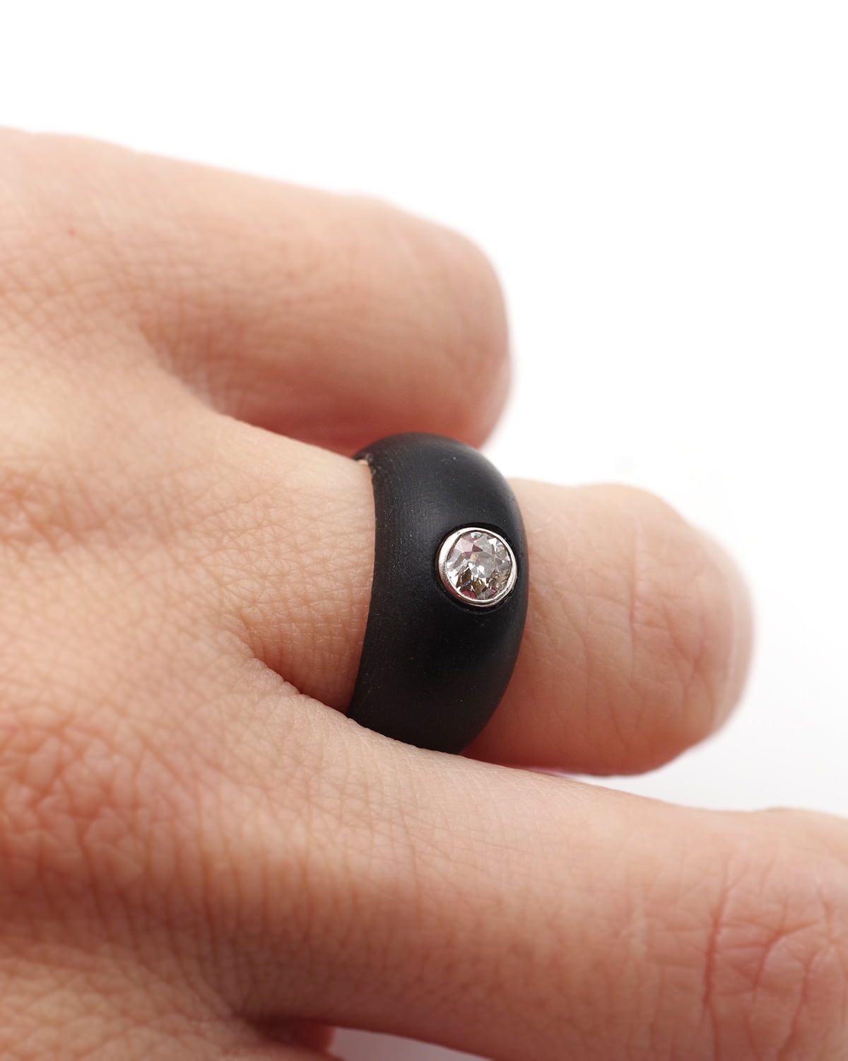 Bague diamant jonc en bois