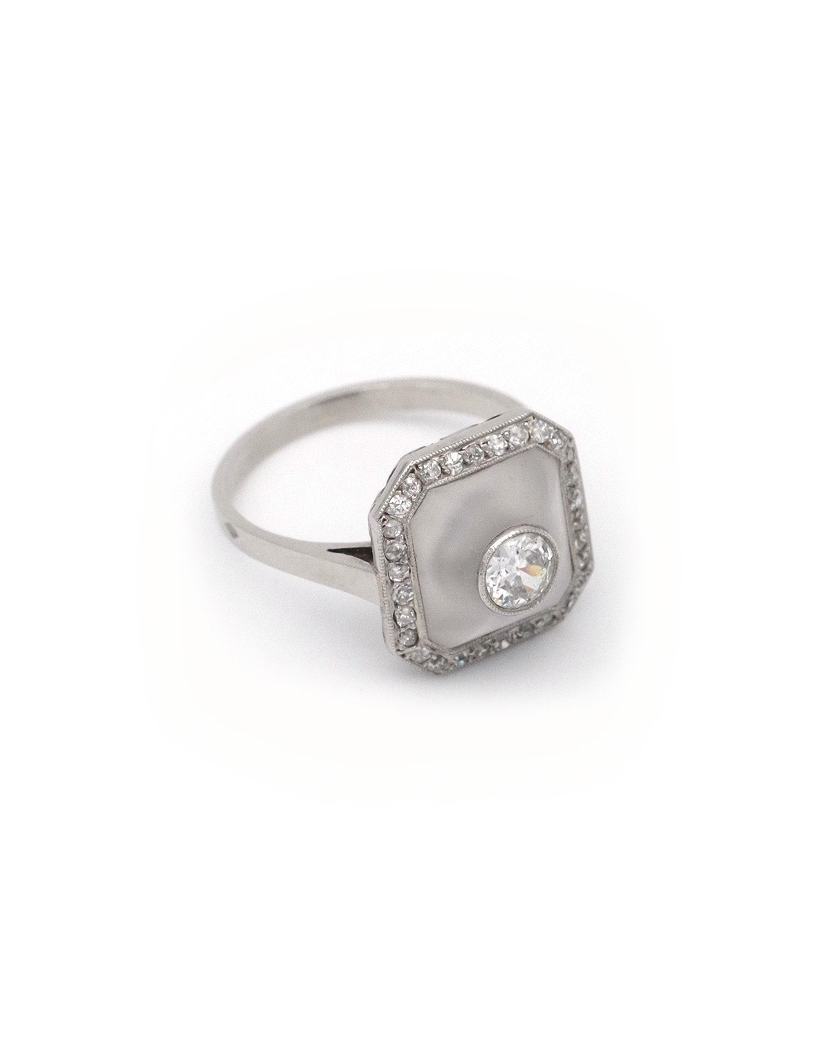 Art Deco diamond rock crystal ring