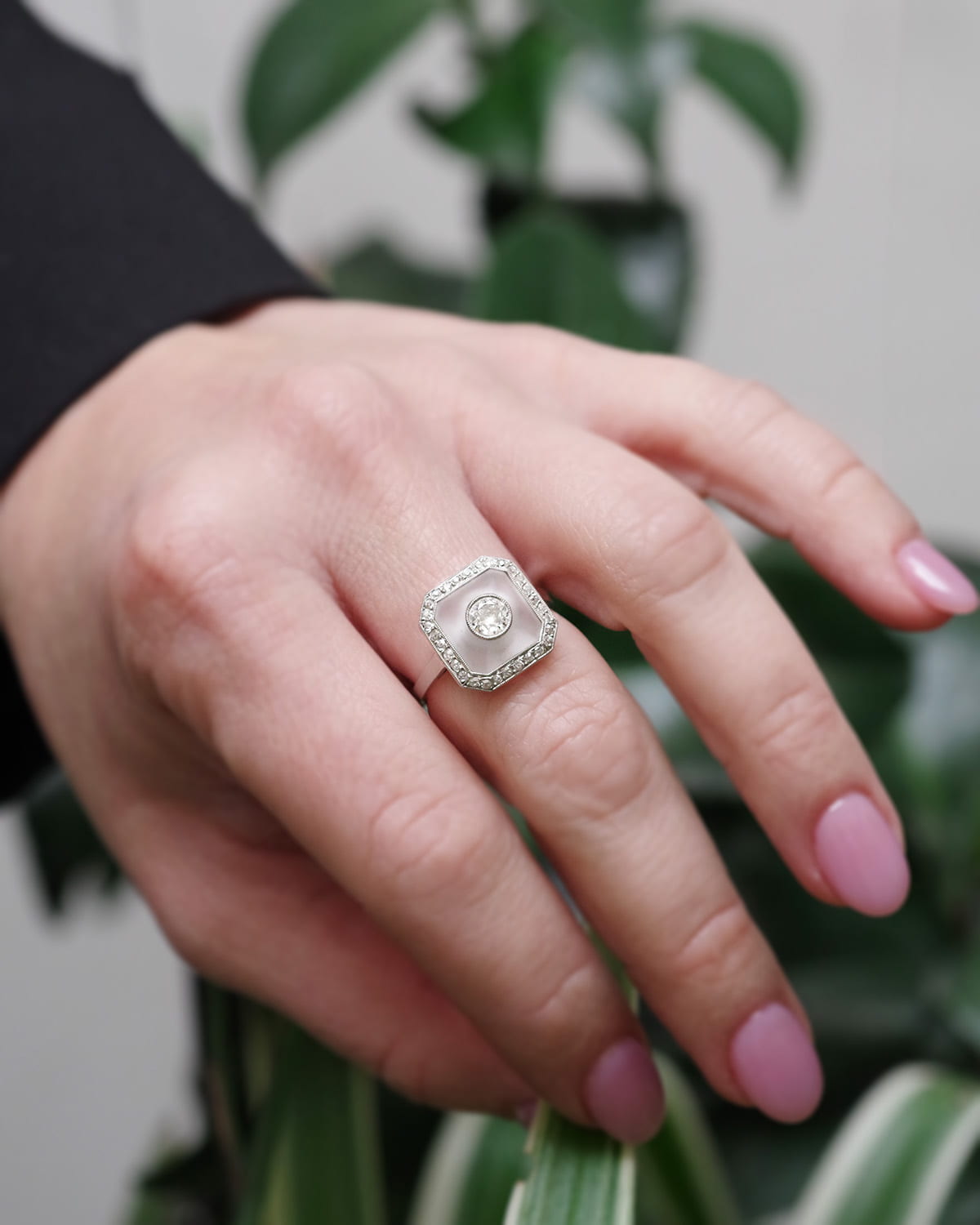 Bague diamant cristal en platine