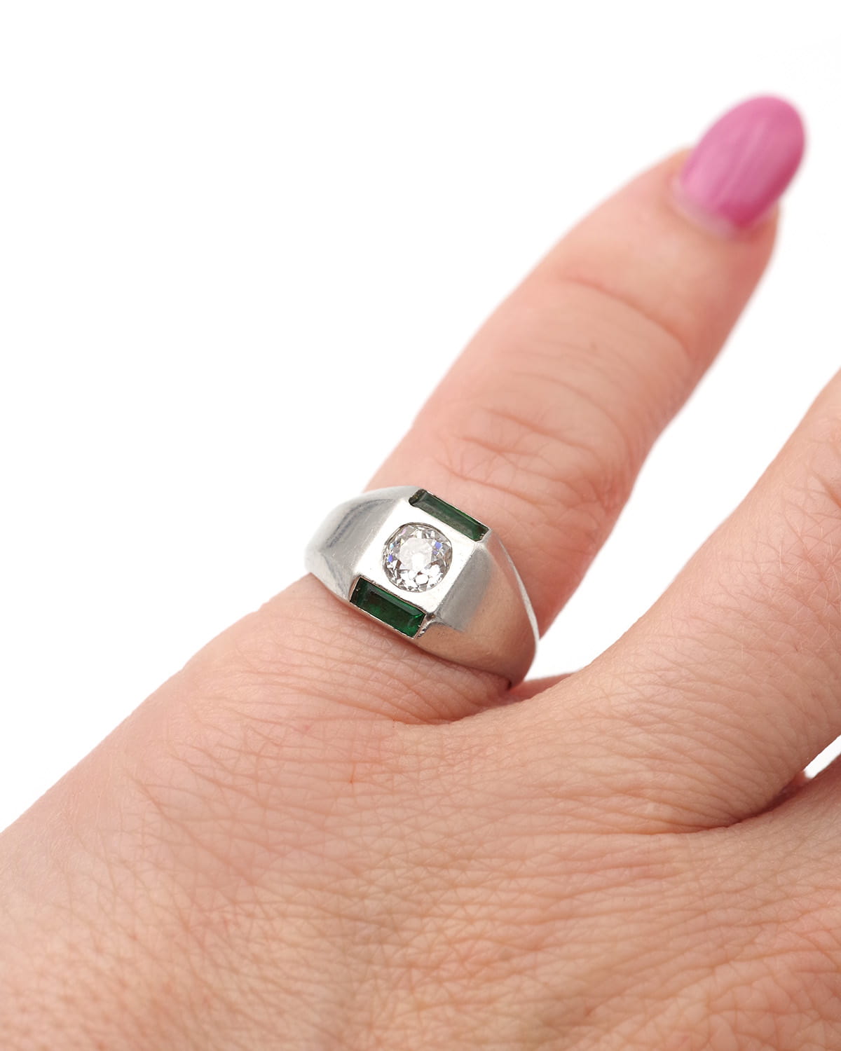 chevaliere diamant et émeraude