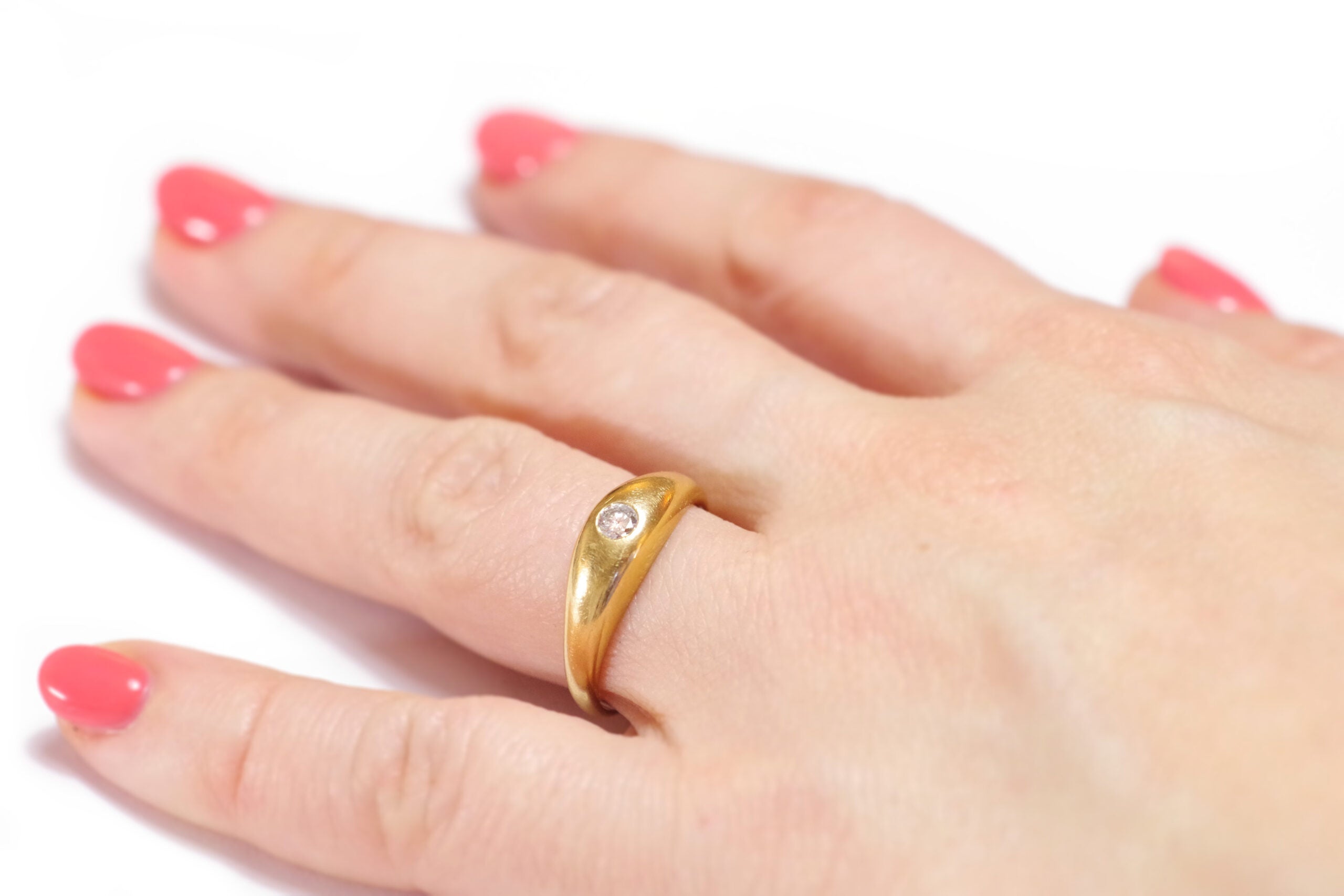 bague diamant jonc bombe or 18k bijou vintage