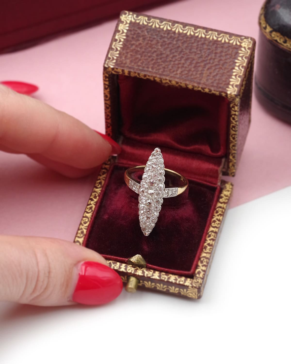 Bague ancienne marquise diamants en or