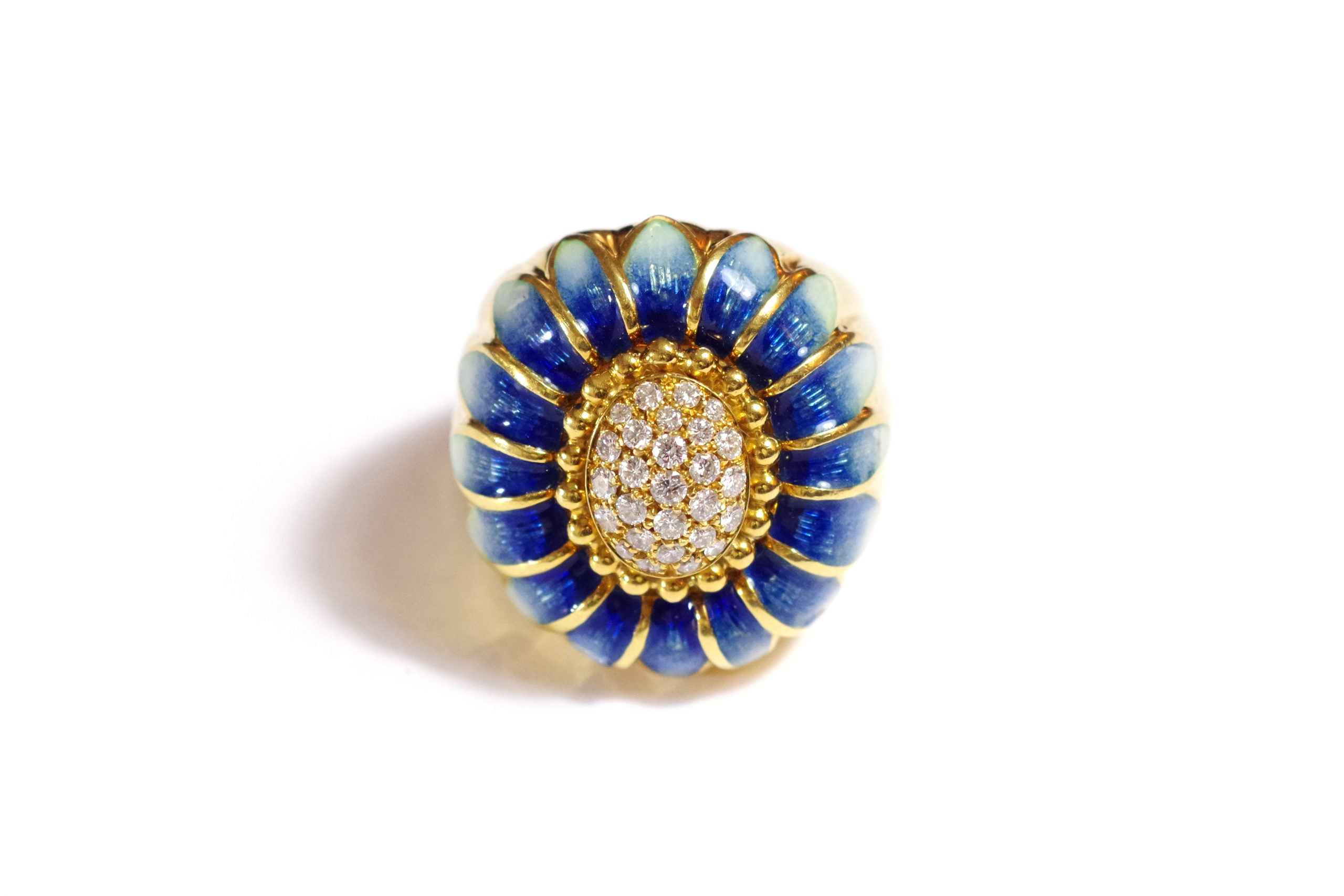 bague fleur marguerite émaillée en or