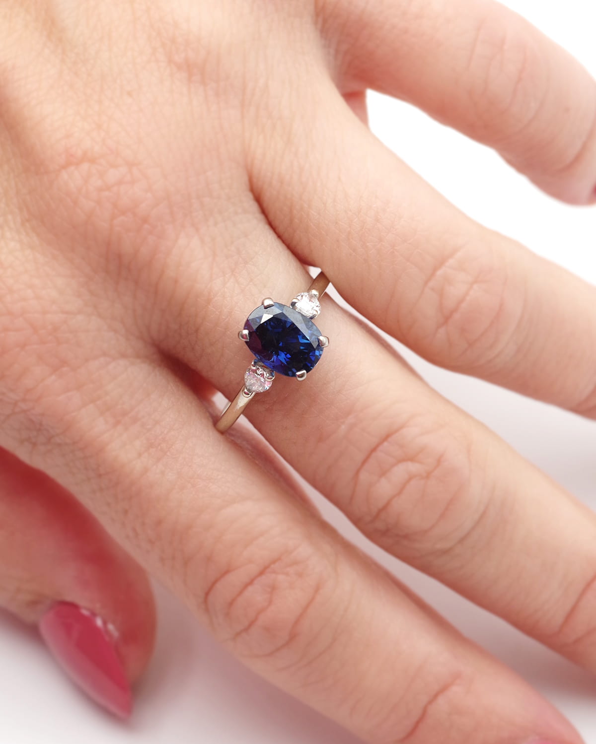 bague saphir diamant en or blanc