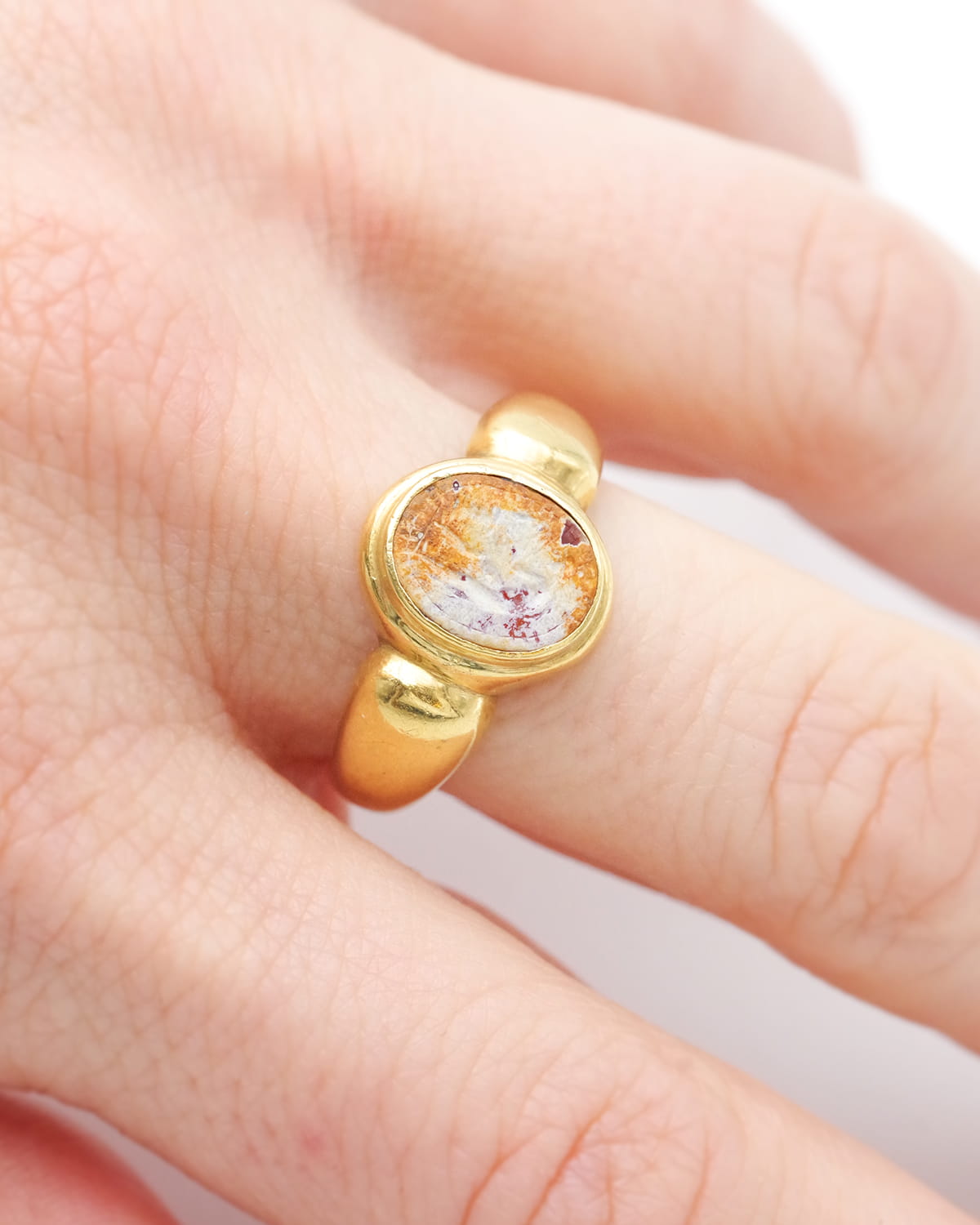Jasper intaglio signet ring in gold