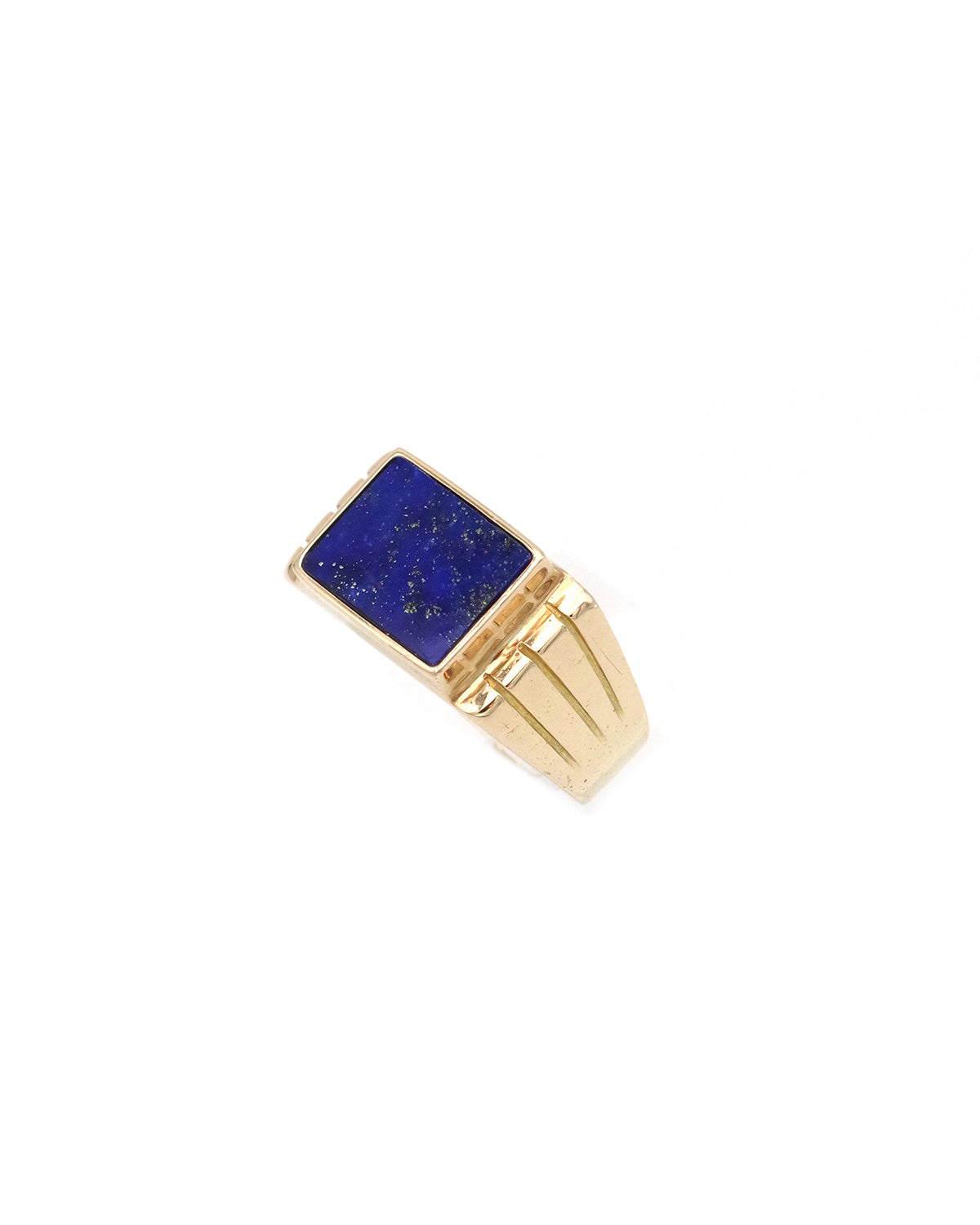 Bague chevalière lapis lazuli en or