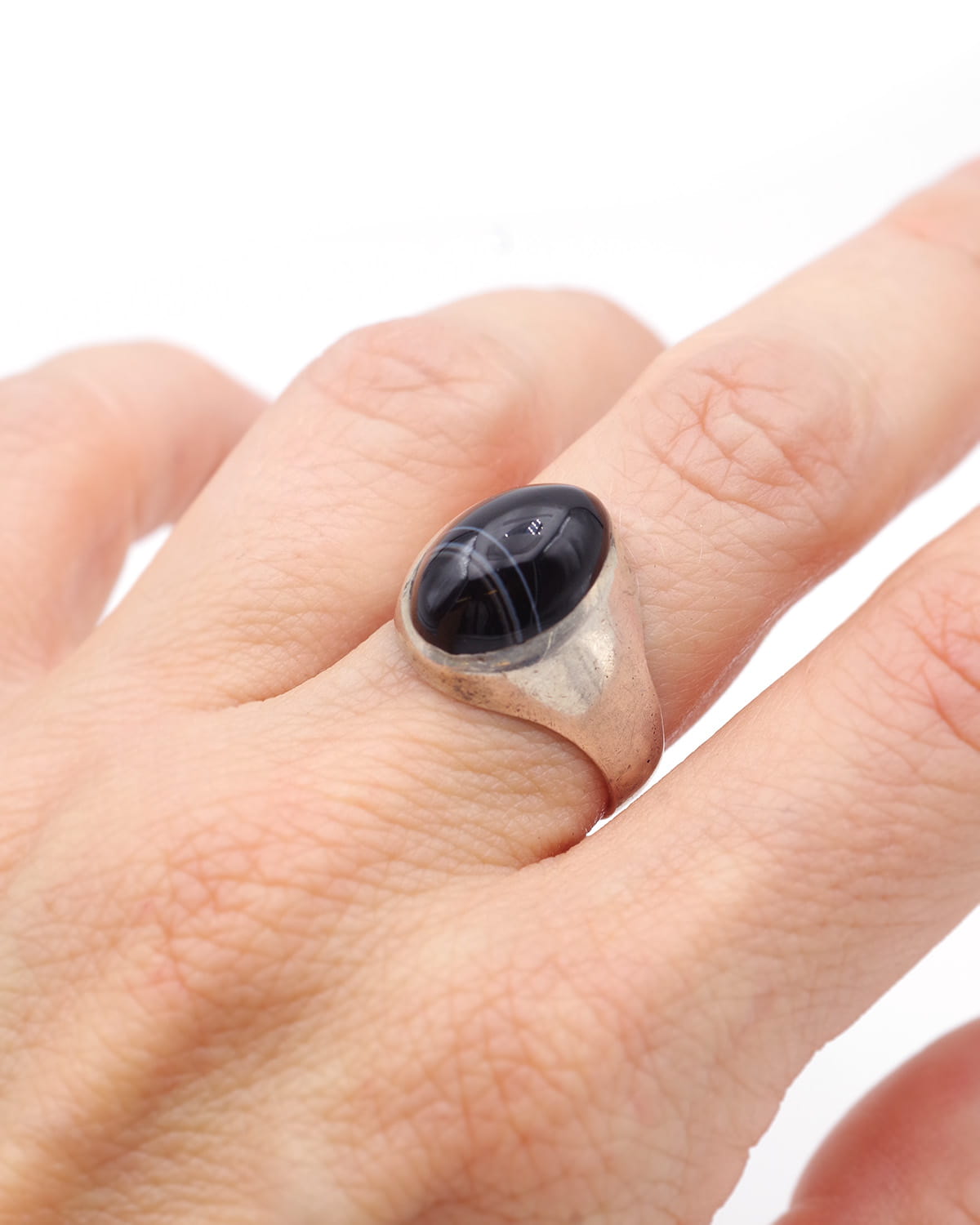 onyx silver man ring