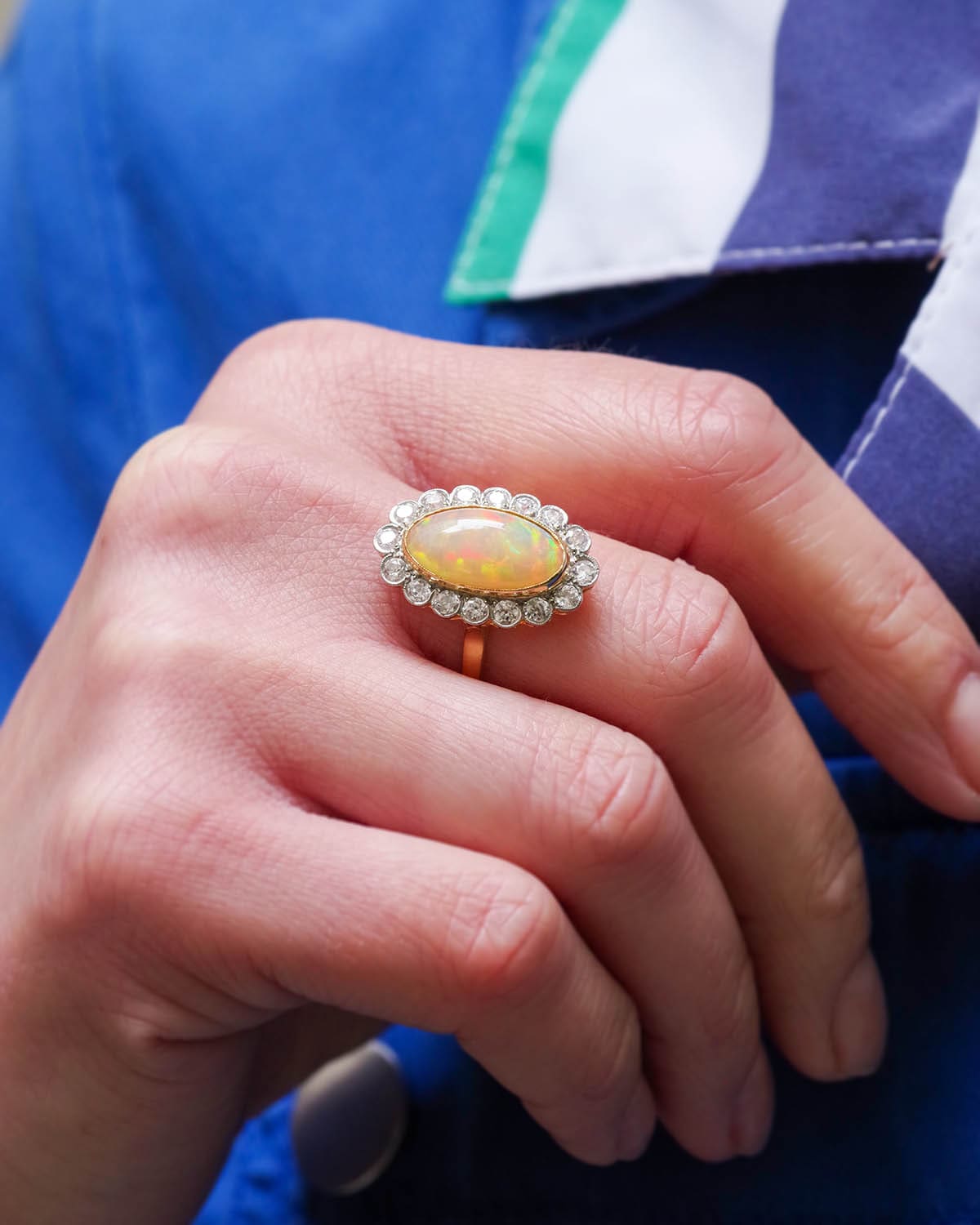 bague opale diamants en or