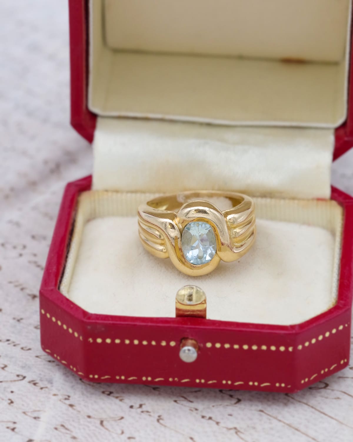 Blue topaz ring in gold