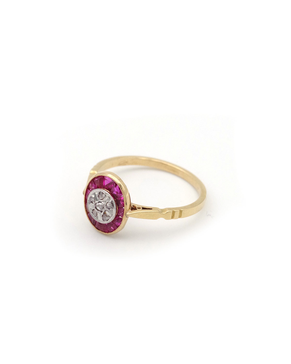Diamond and ruby target ring