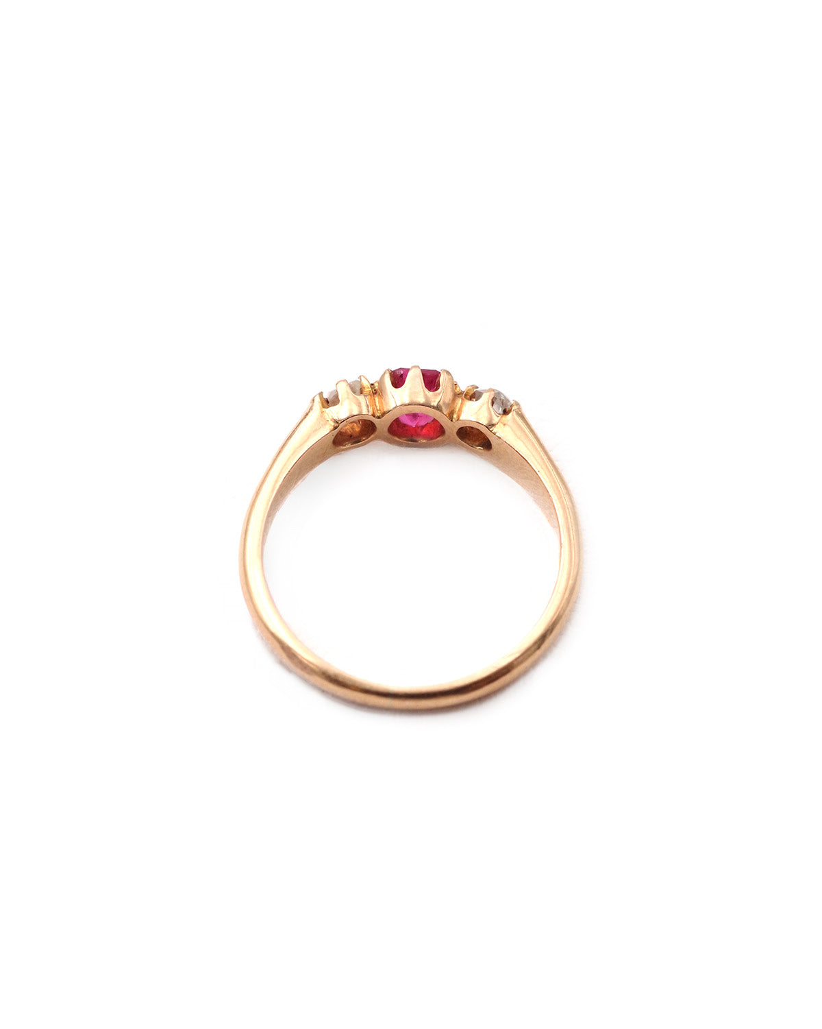 Trilogy pink sapphire and diamond ring
