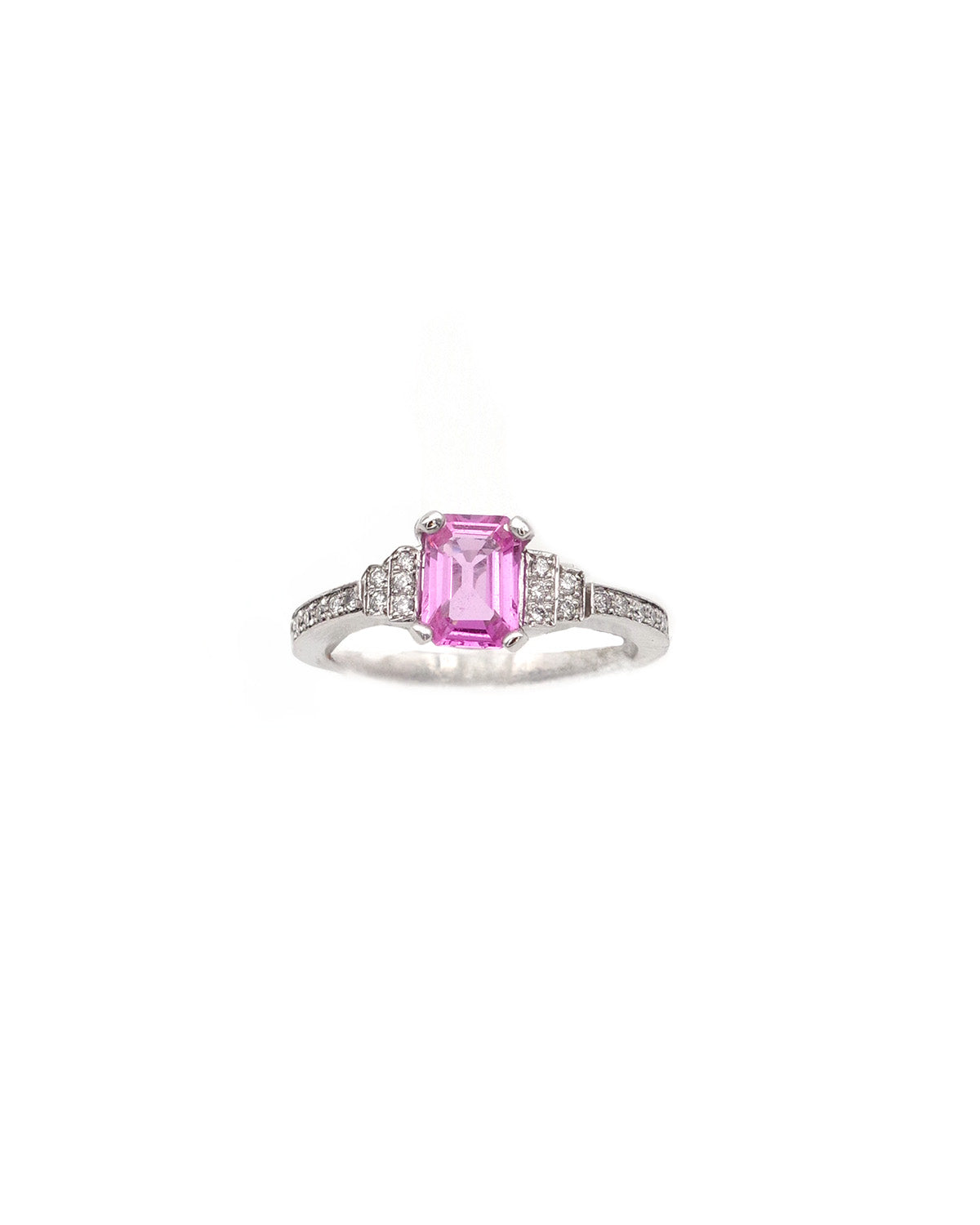 bague saphir rose en or blanc