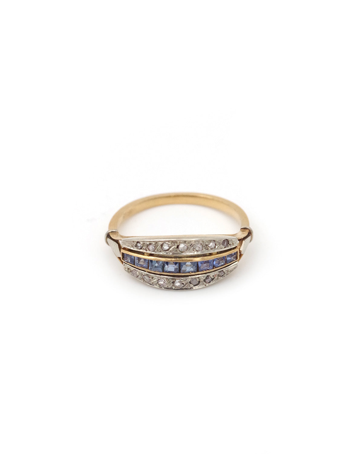 Bague jarretière Art Deco saphirs