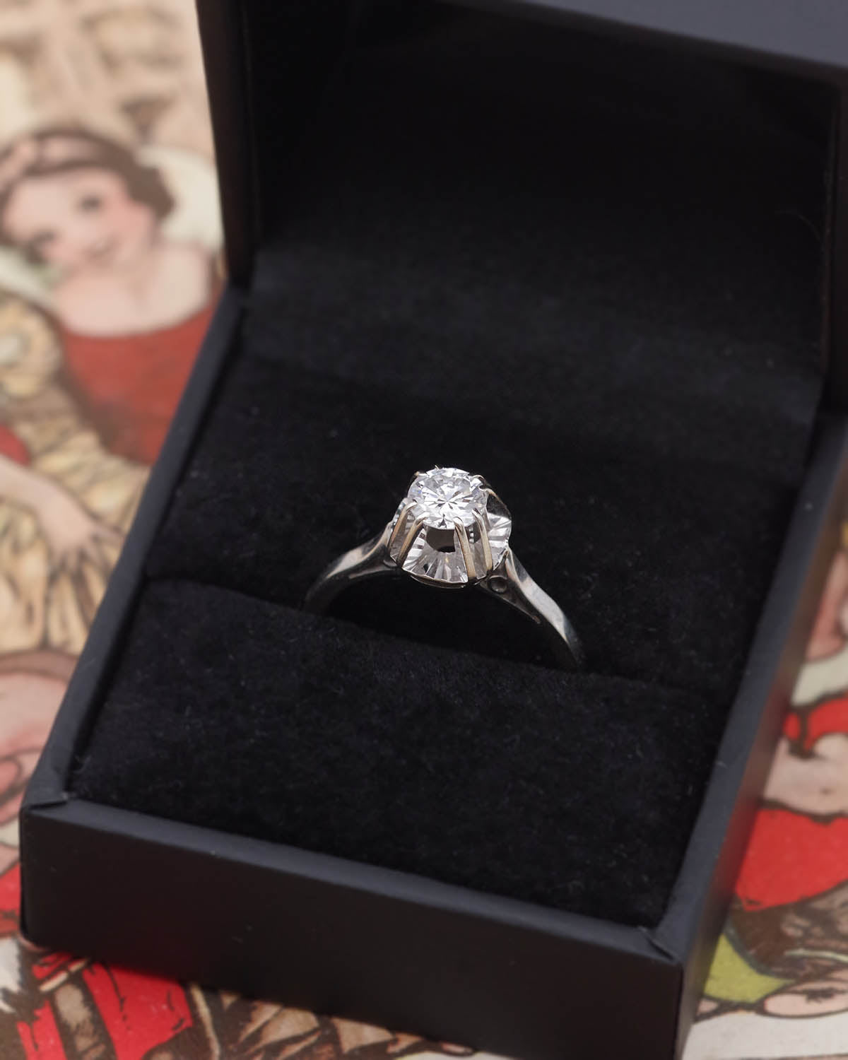 Mid century diamond solitaire ring