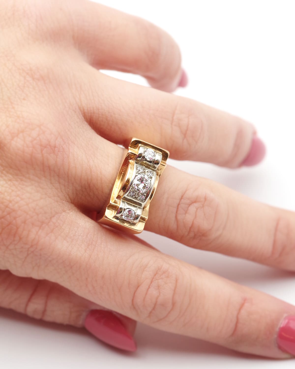 bague pont diamant en or