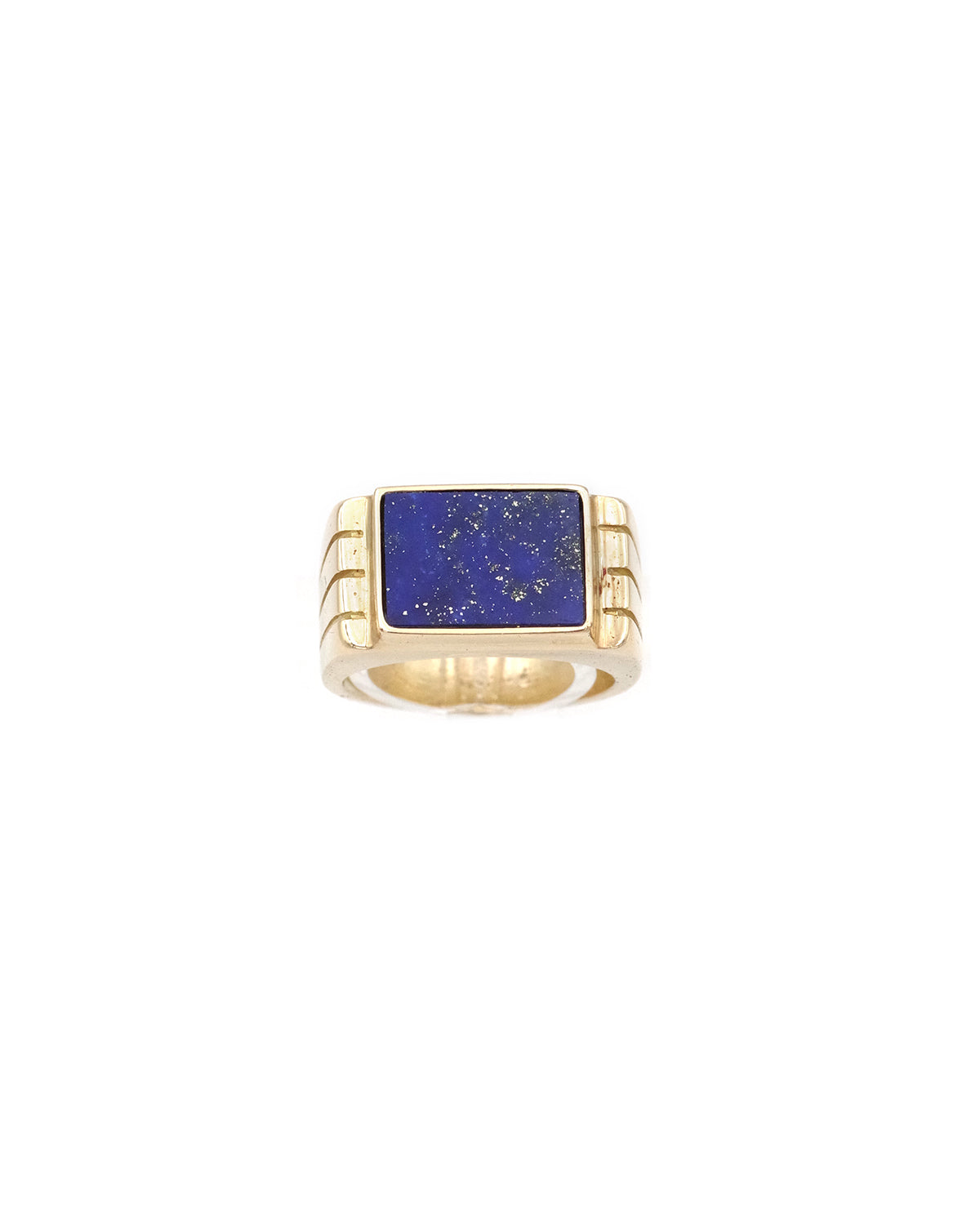 Bague tank lapis lazuli en or