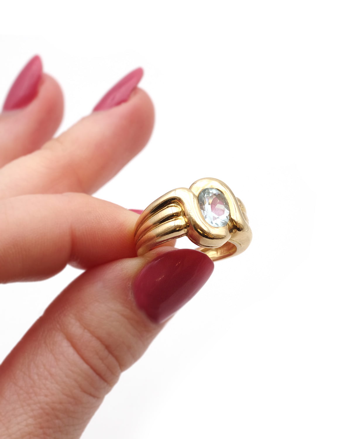 Bague bandeau topaze bleue en or