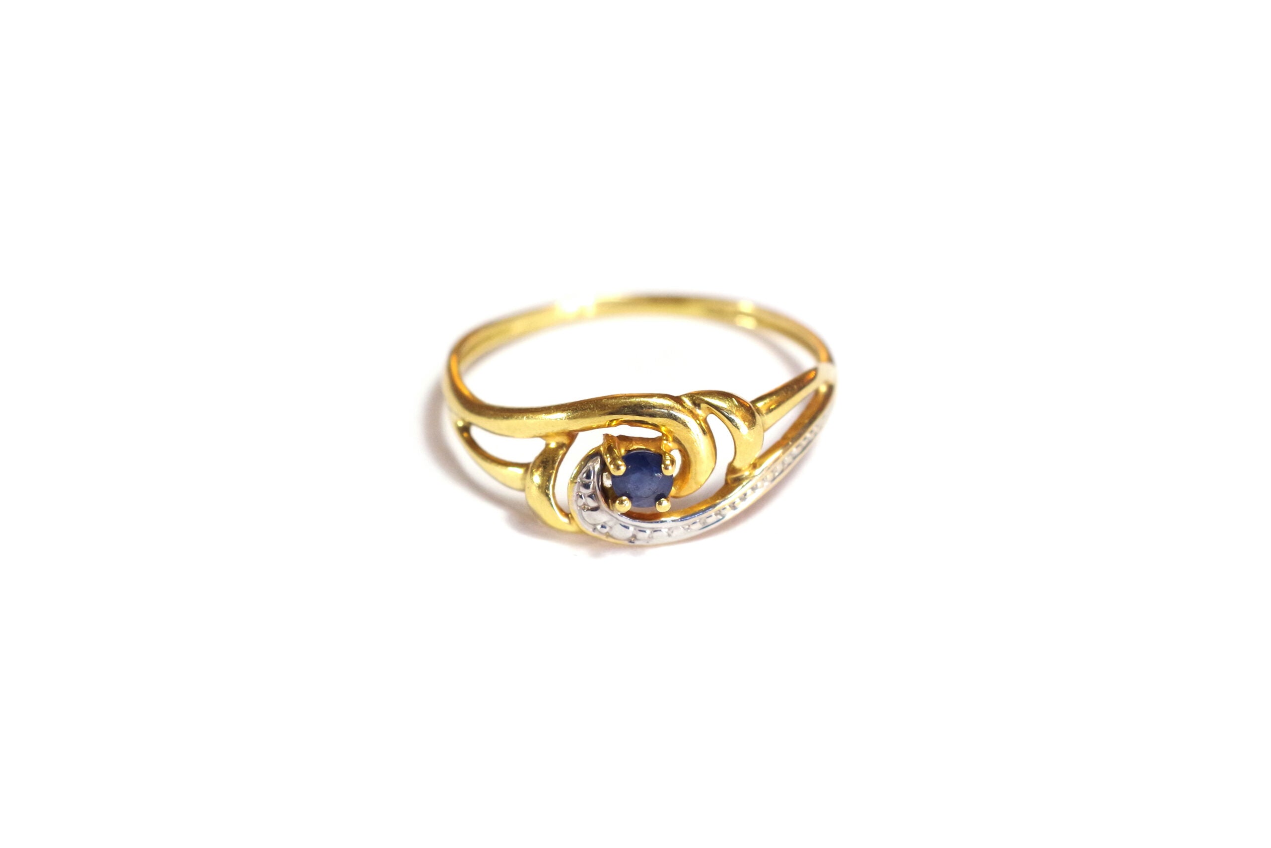 bague tourbillon saphir or 18k bijou vintage