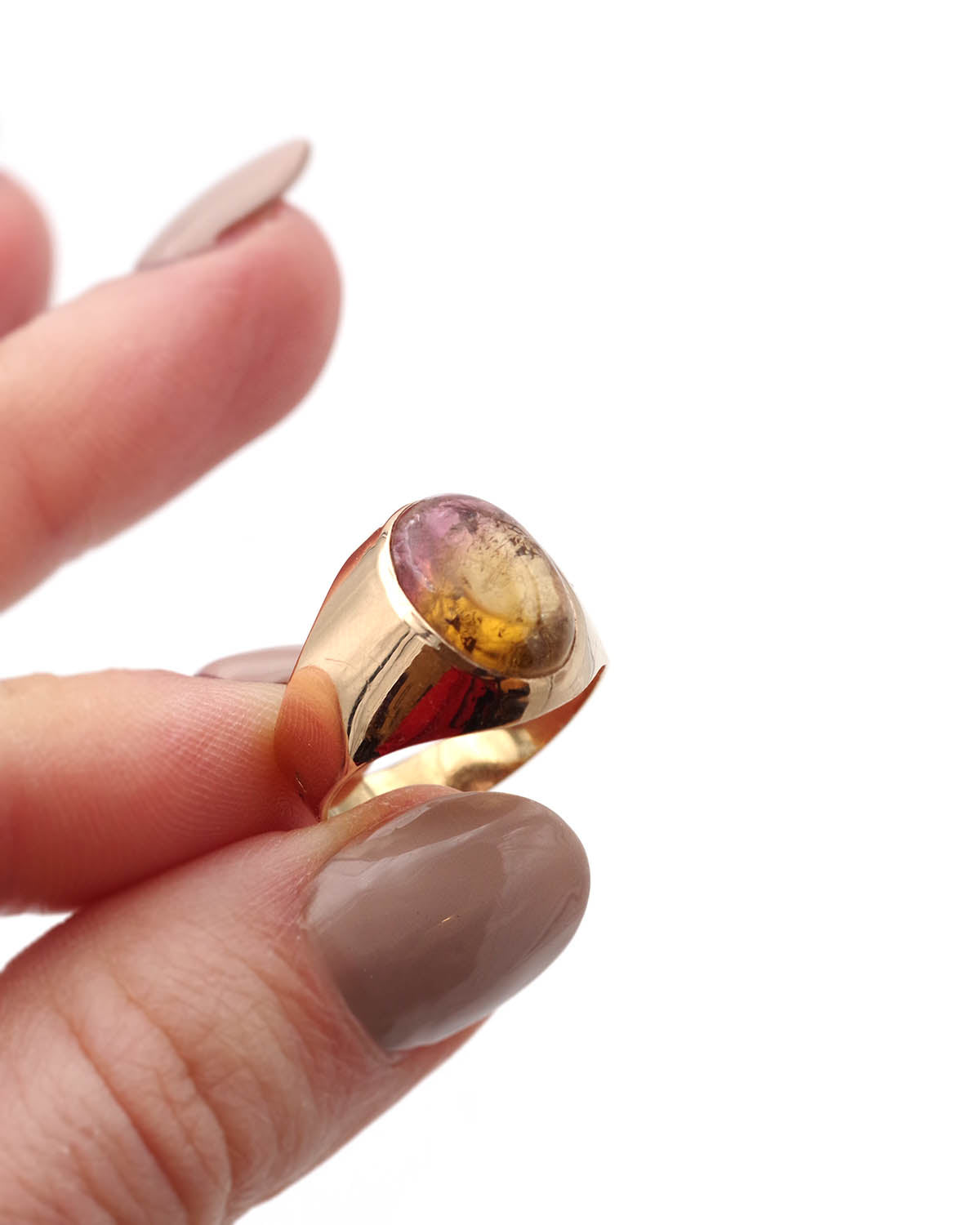 Bague chevalière tourmaline en or