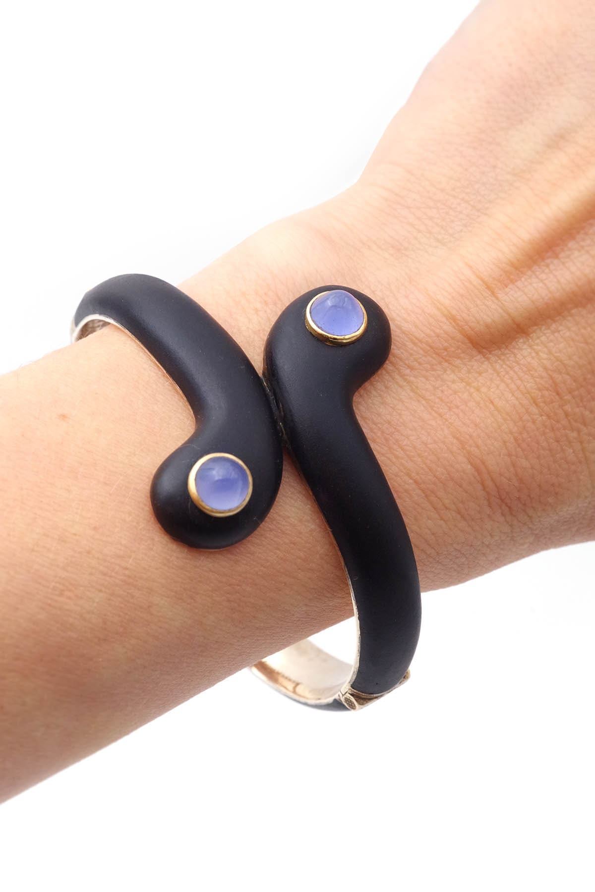 Blue chalcedony bangle bracelet