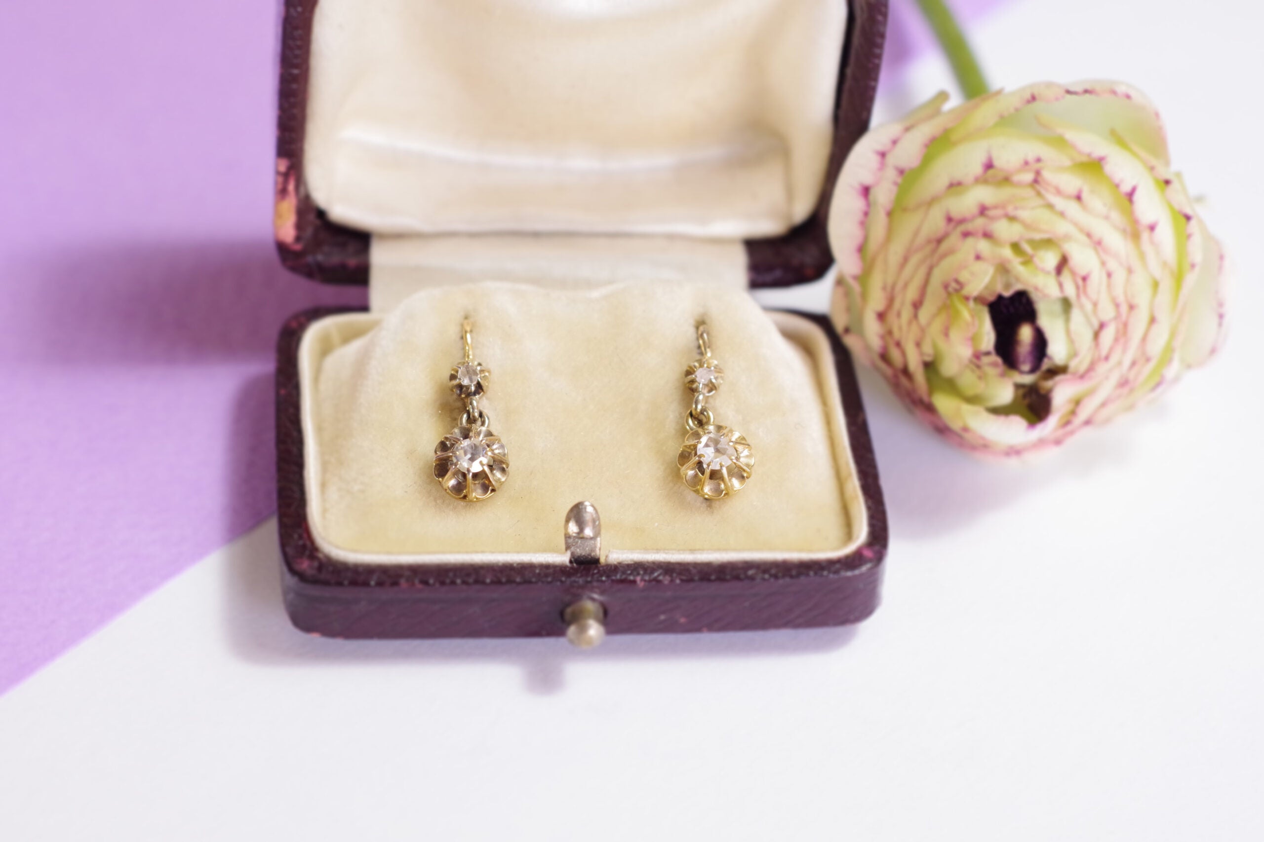 Gold diamond sleeper earrings