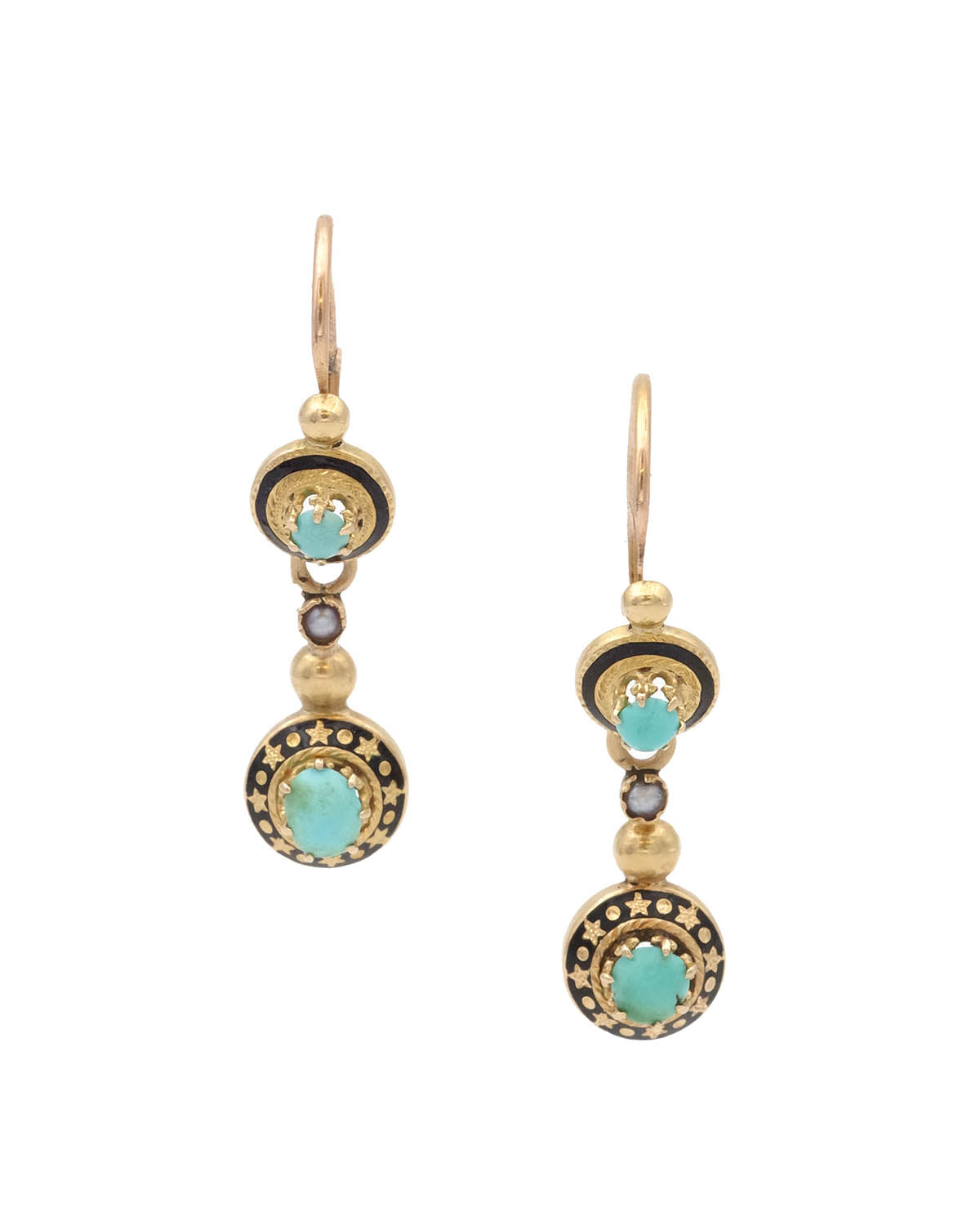 boucles d'oreille turquoise en or
